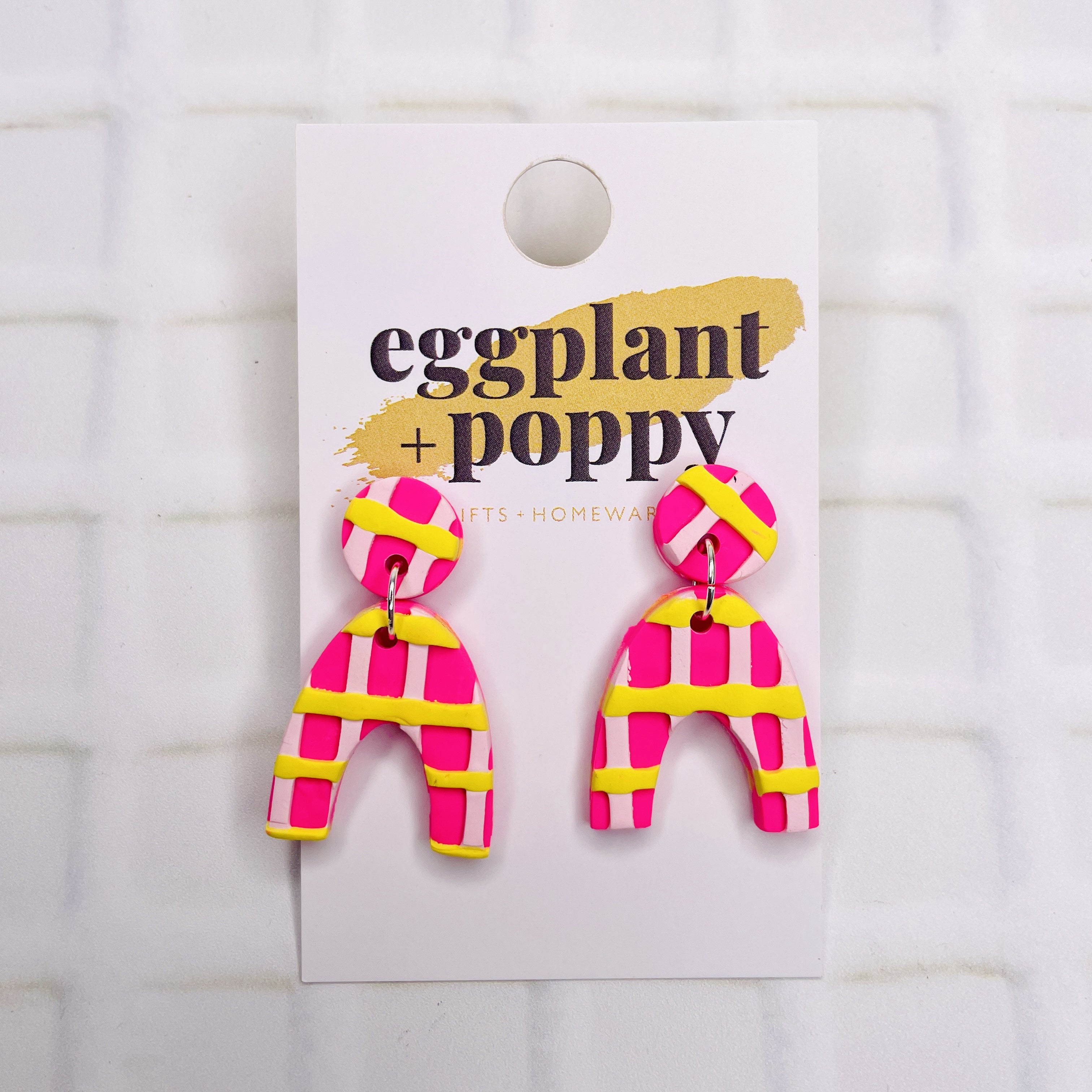 Pink Plaid Parade Earrings