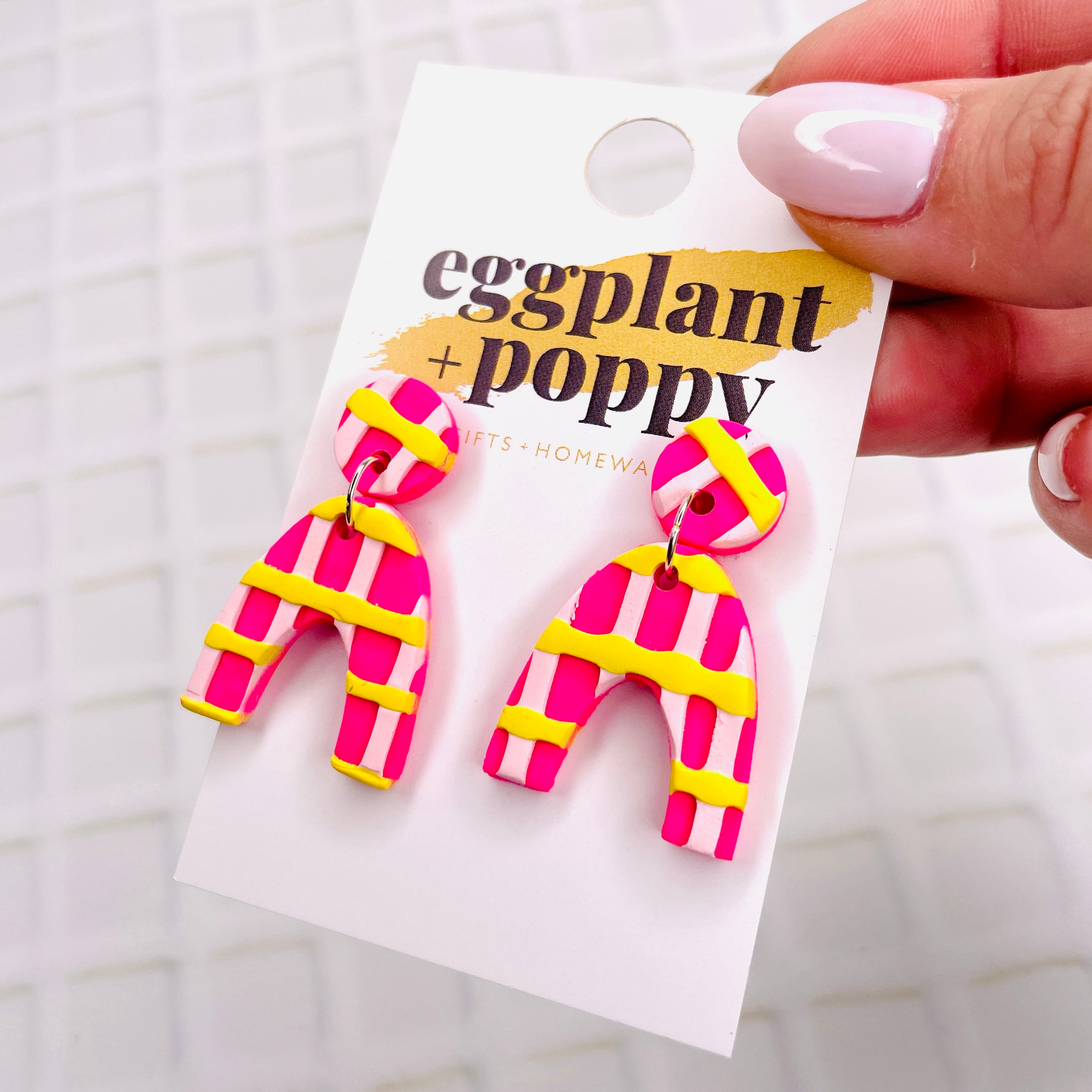 Pink Plaid Parade Earrings