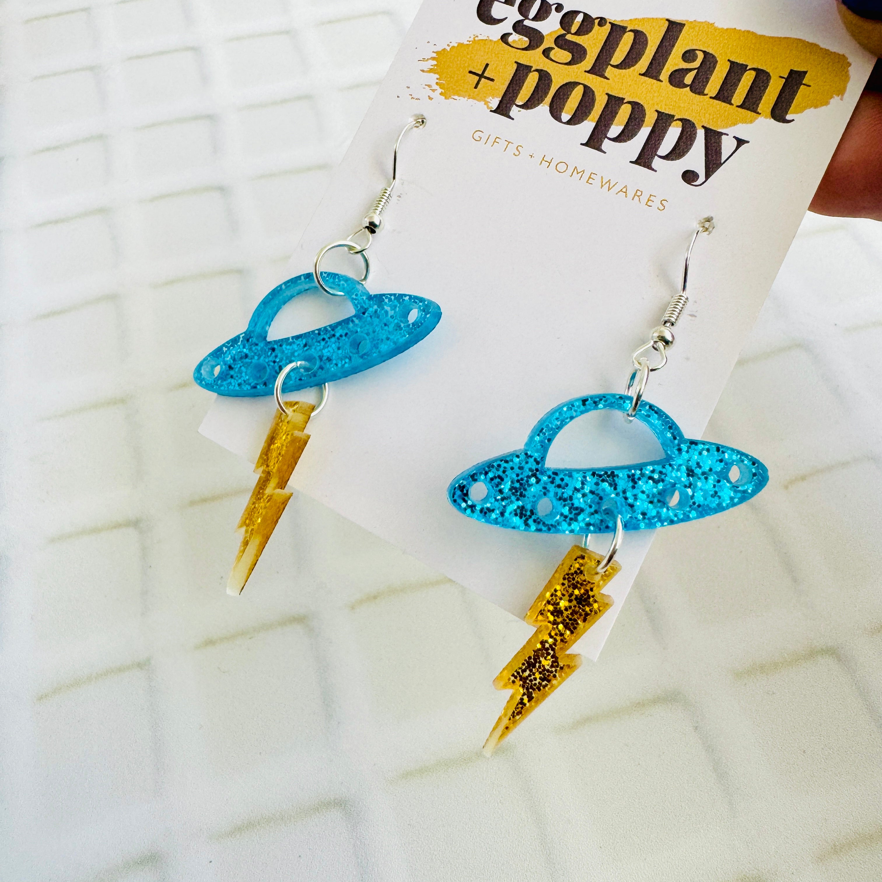 Galaxy Spaceship Earrings