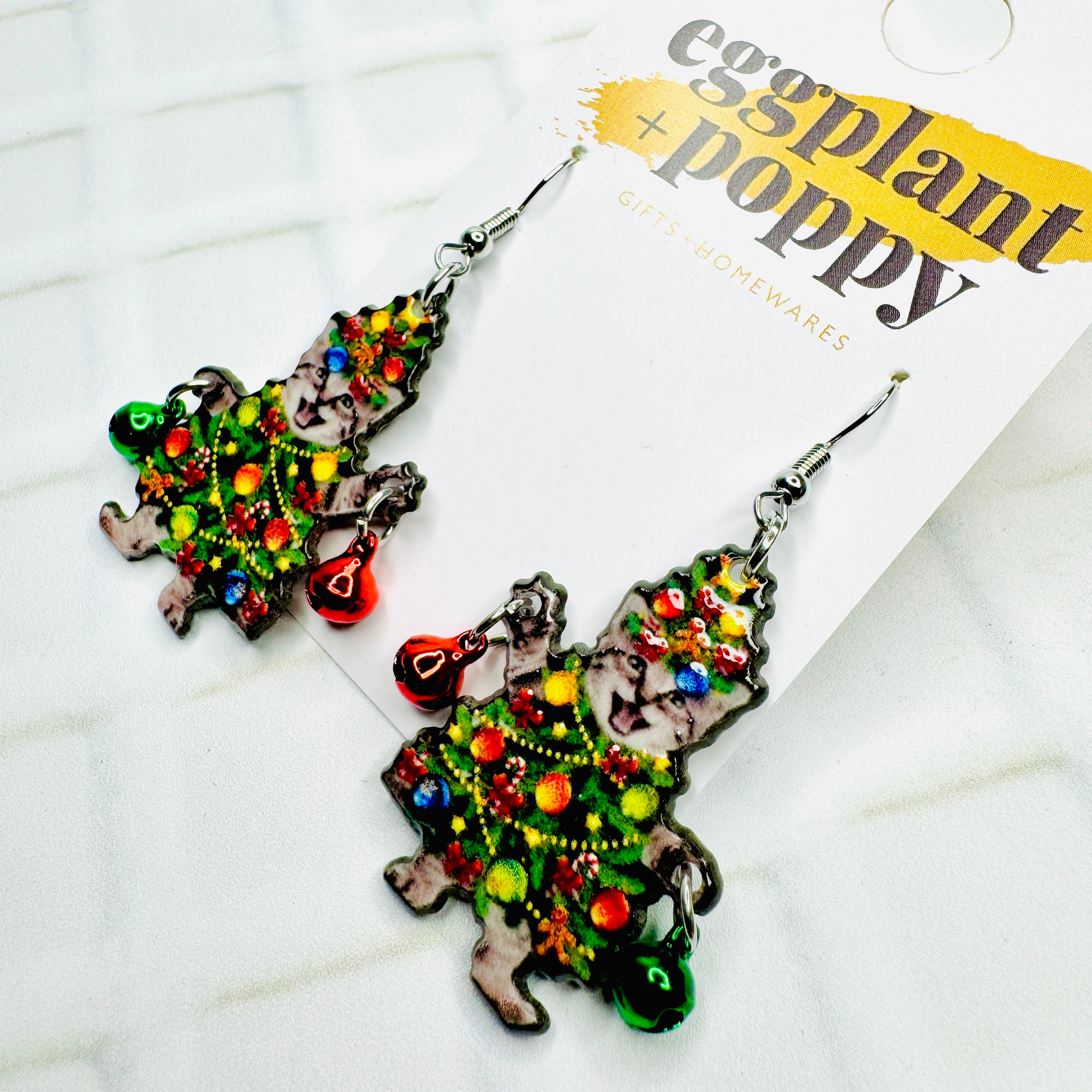 Cheeky Christmas Kitty Earrings