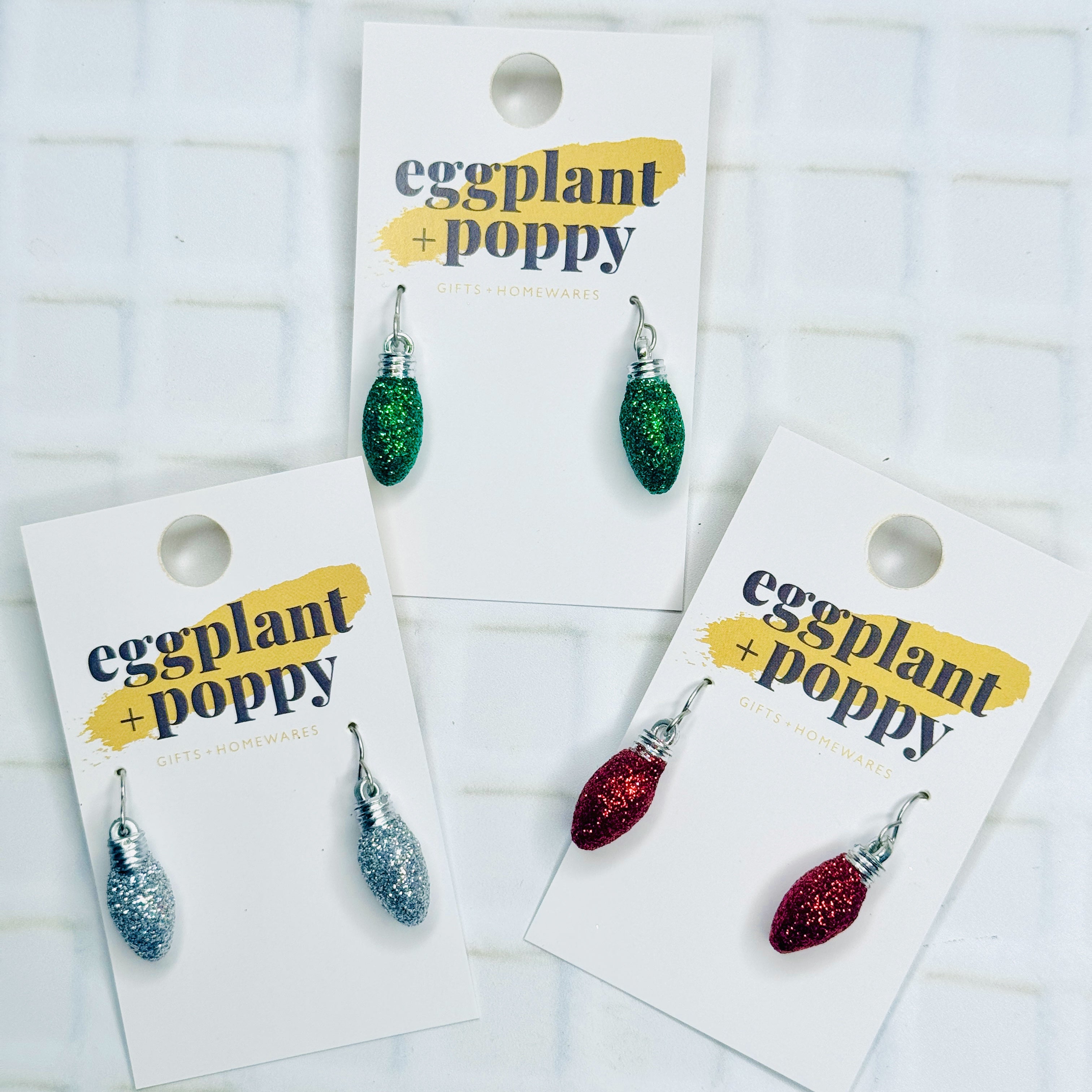 Glitter Christmas Light Earrings