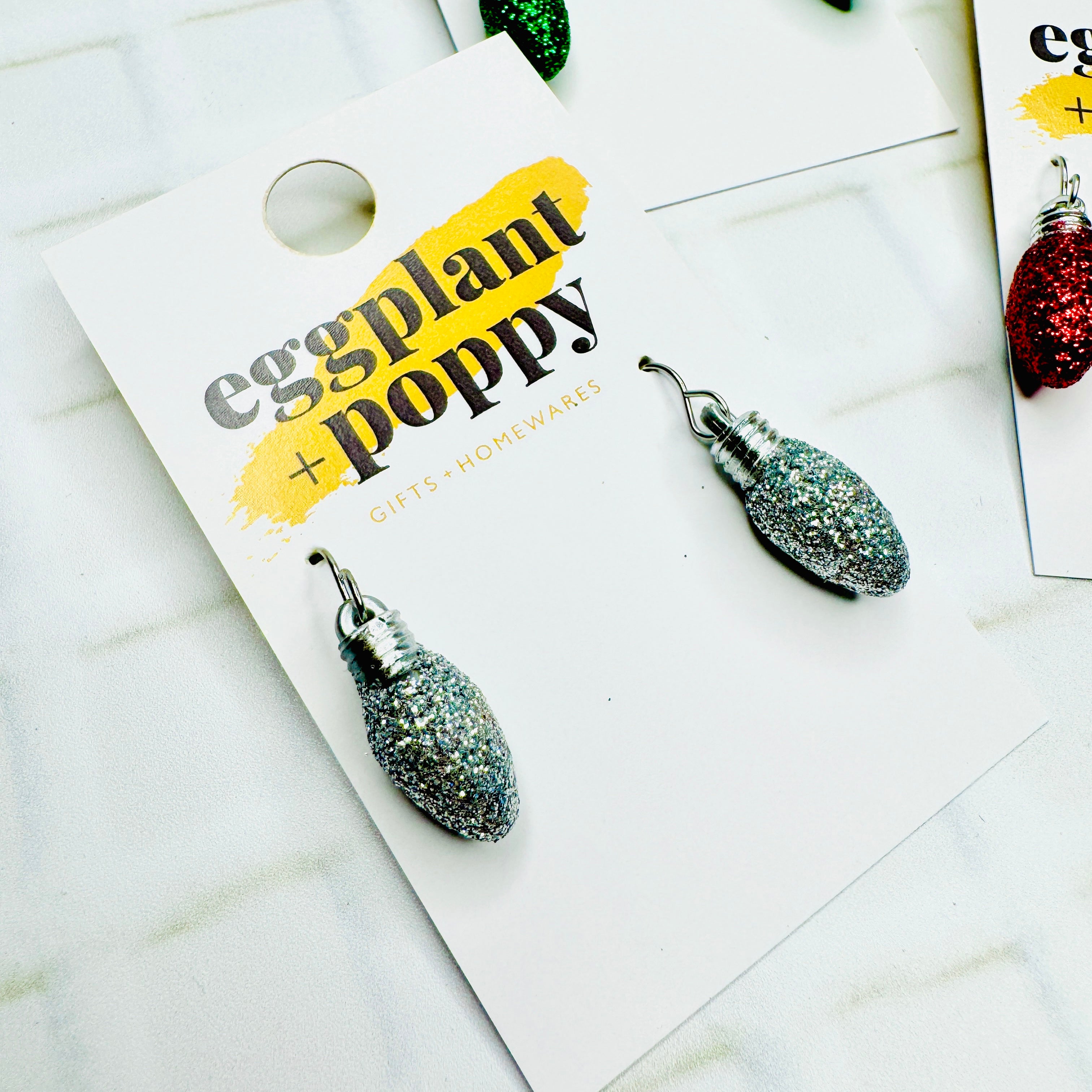 Glitter Christmas Light Earrings