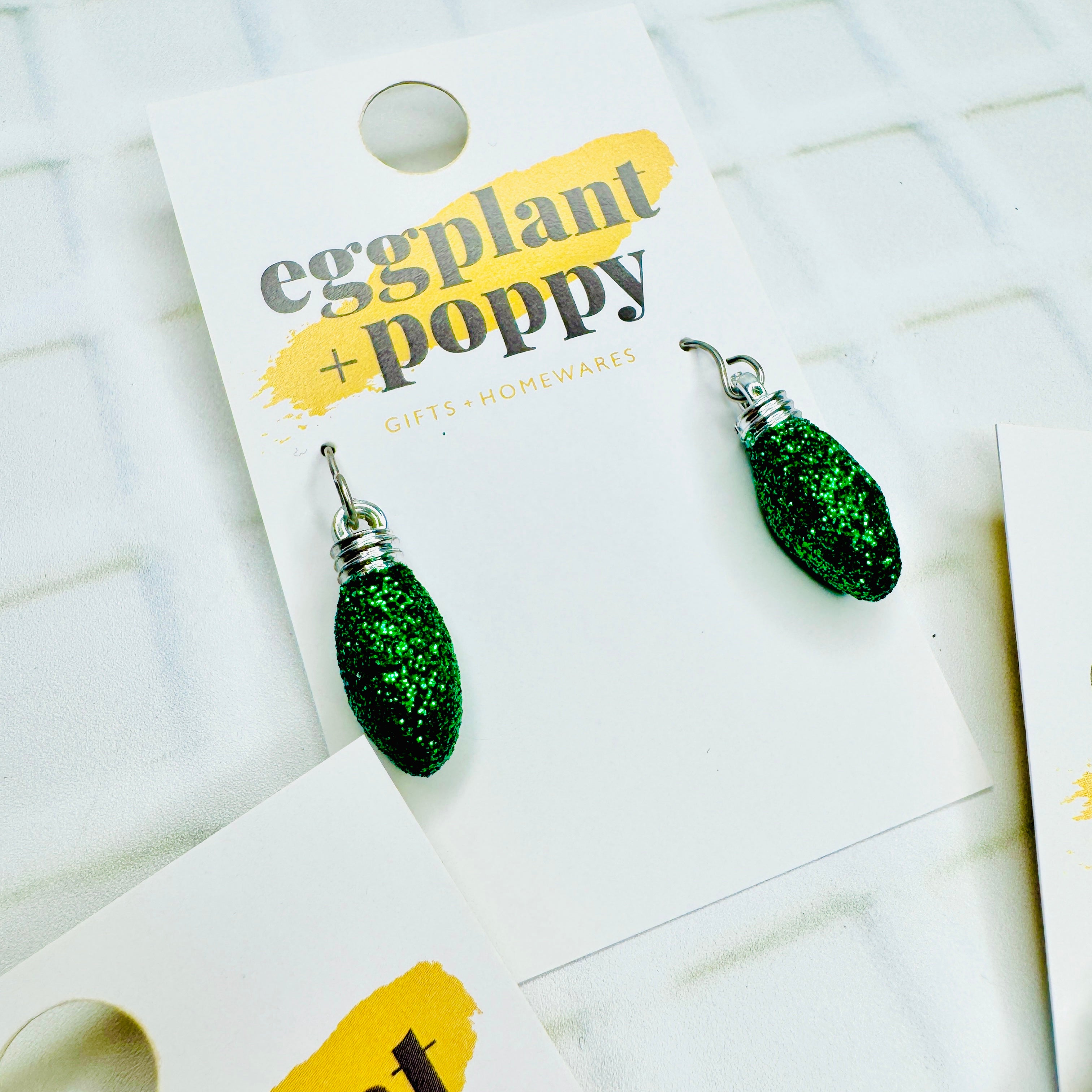 Glitter Christmas Light Earrings