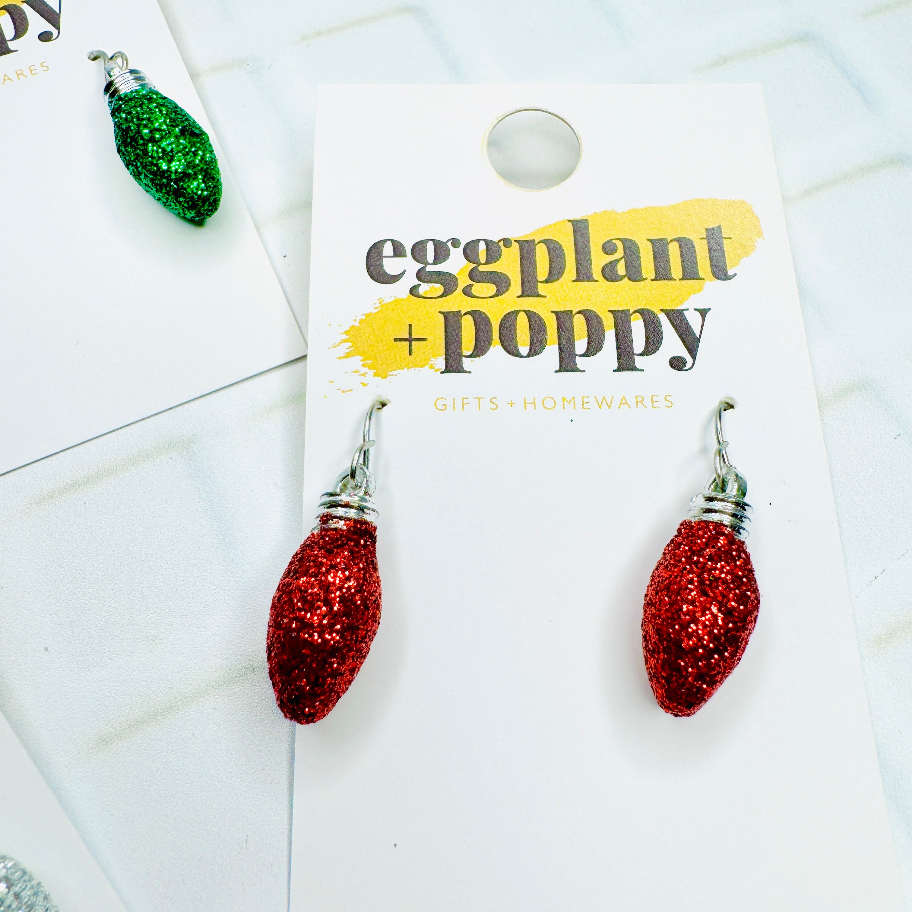 Glitter Christmas Light Earrings