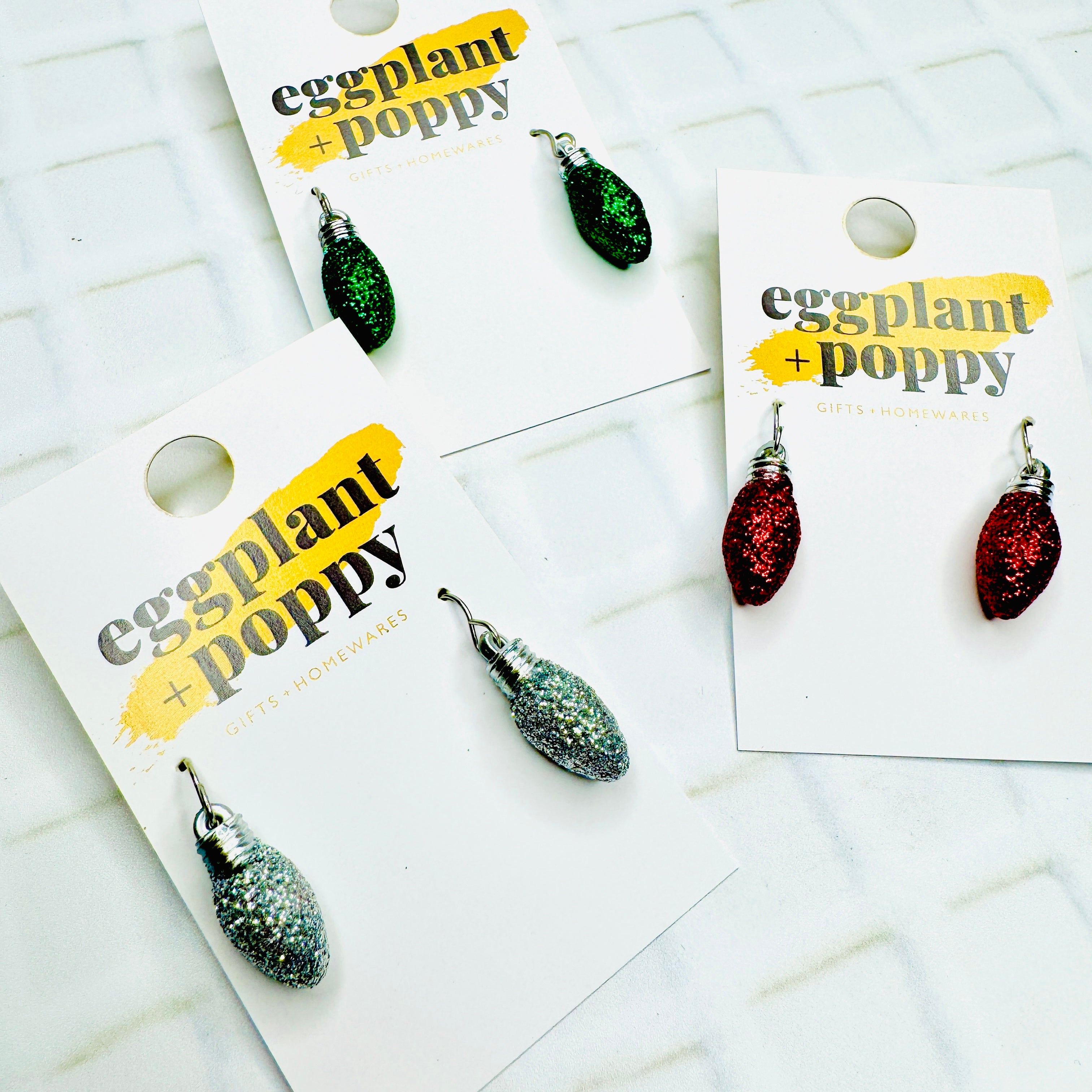 Glitter Christmas Light Earrings