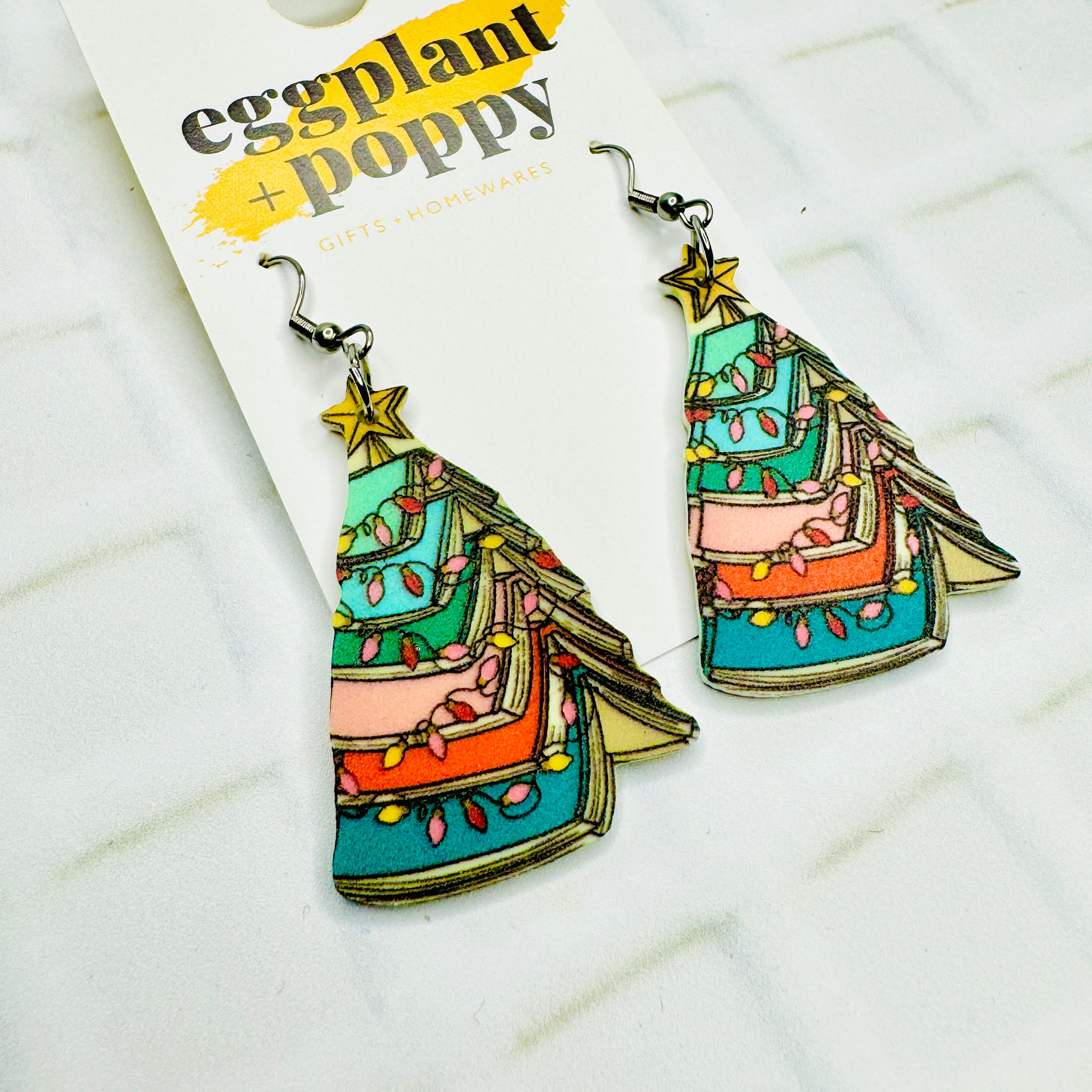 Festive Book Tree Earrings