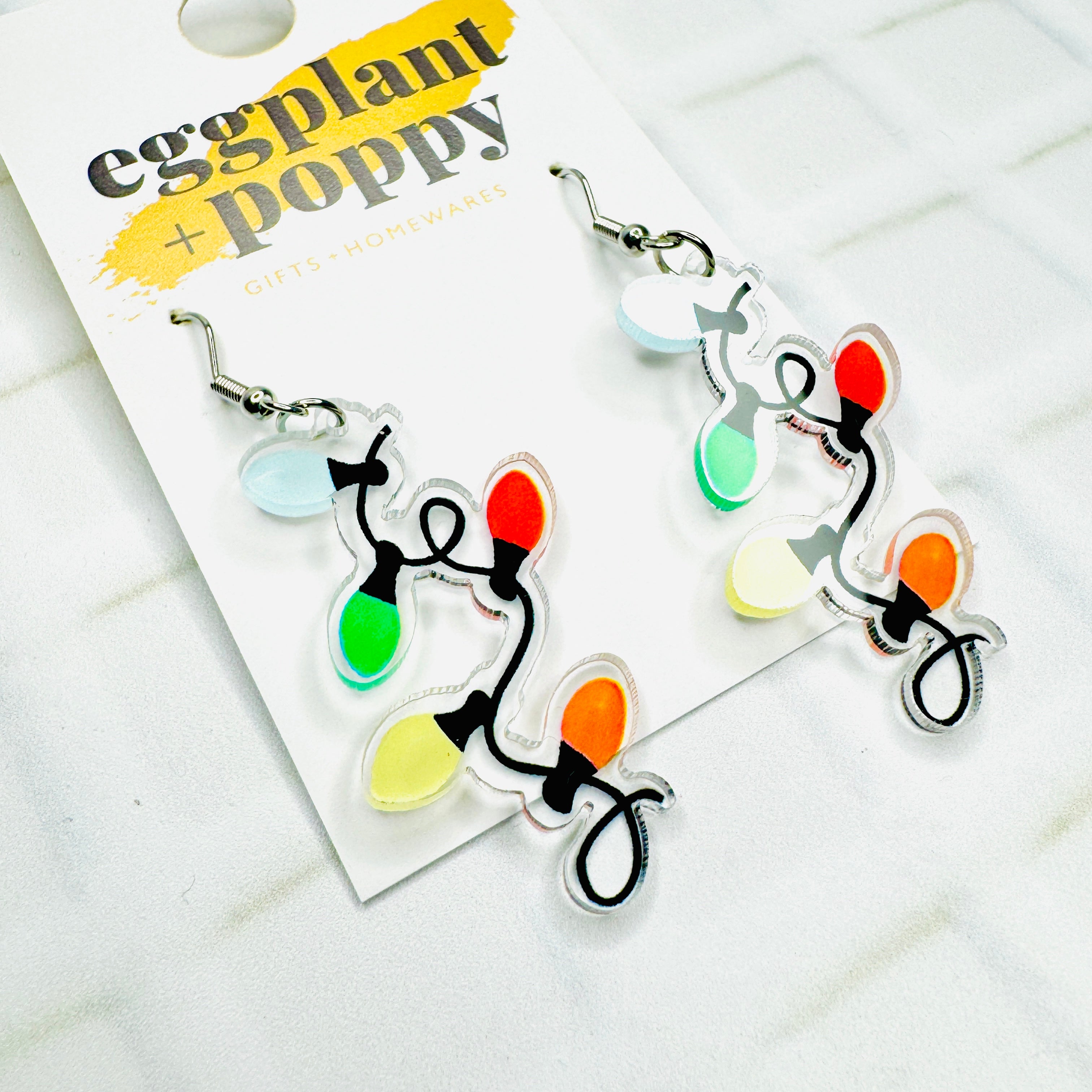 Squiggle Christmas Light Earrings