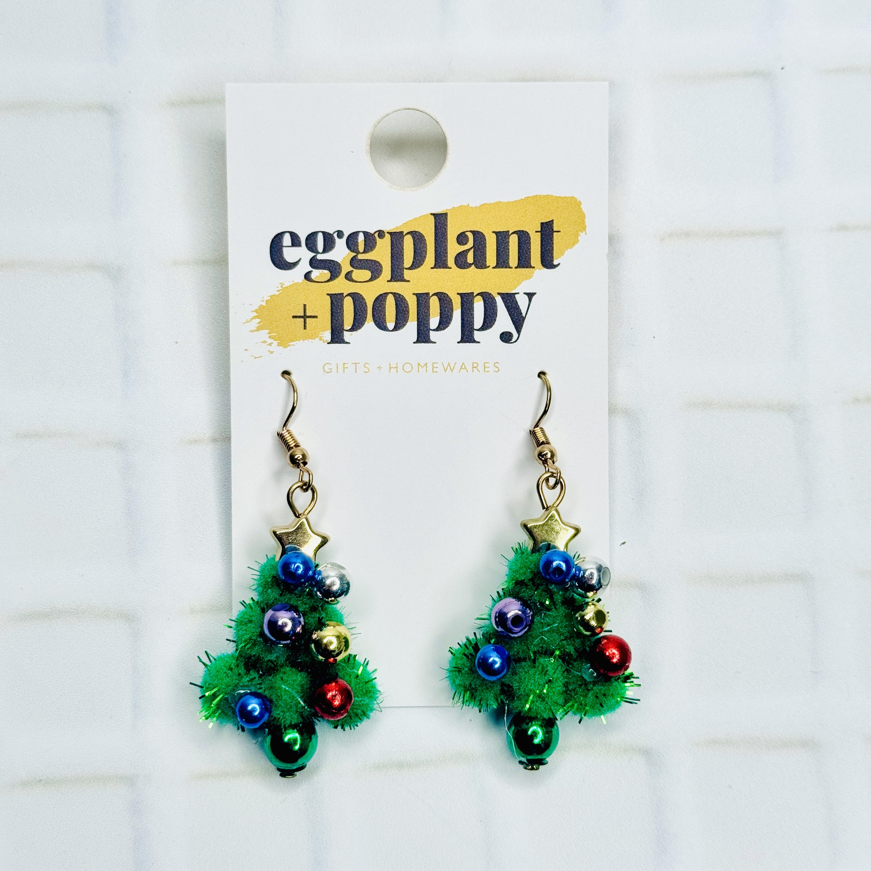 Fluffy Christmas Tree Earrings