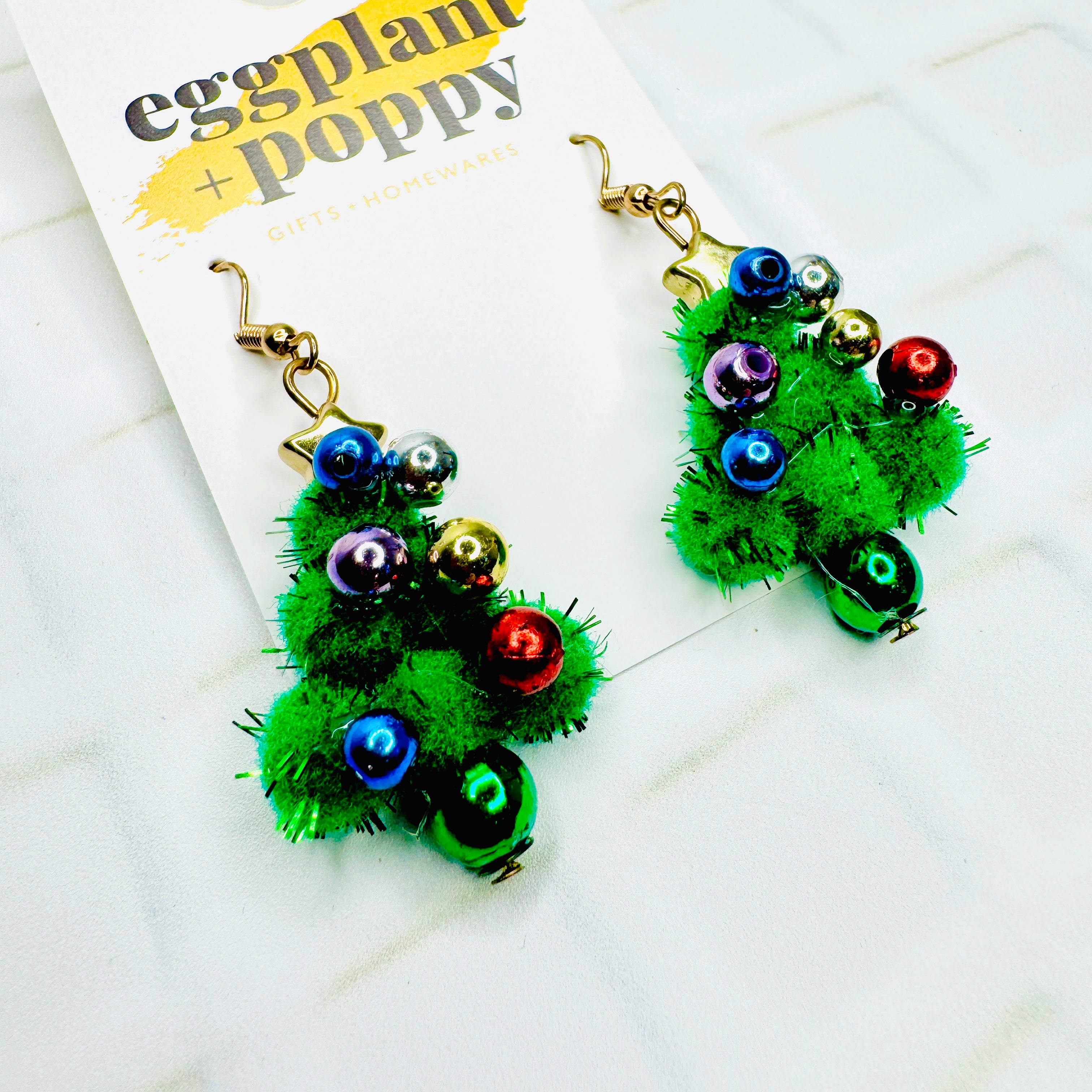 Fluffy Christmas Tree Earrings