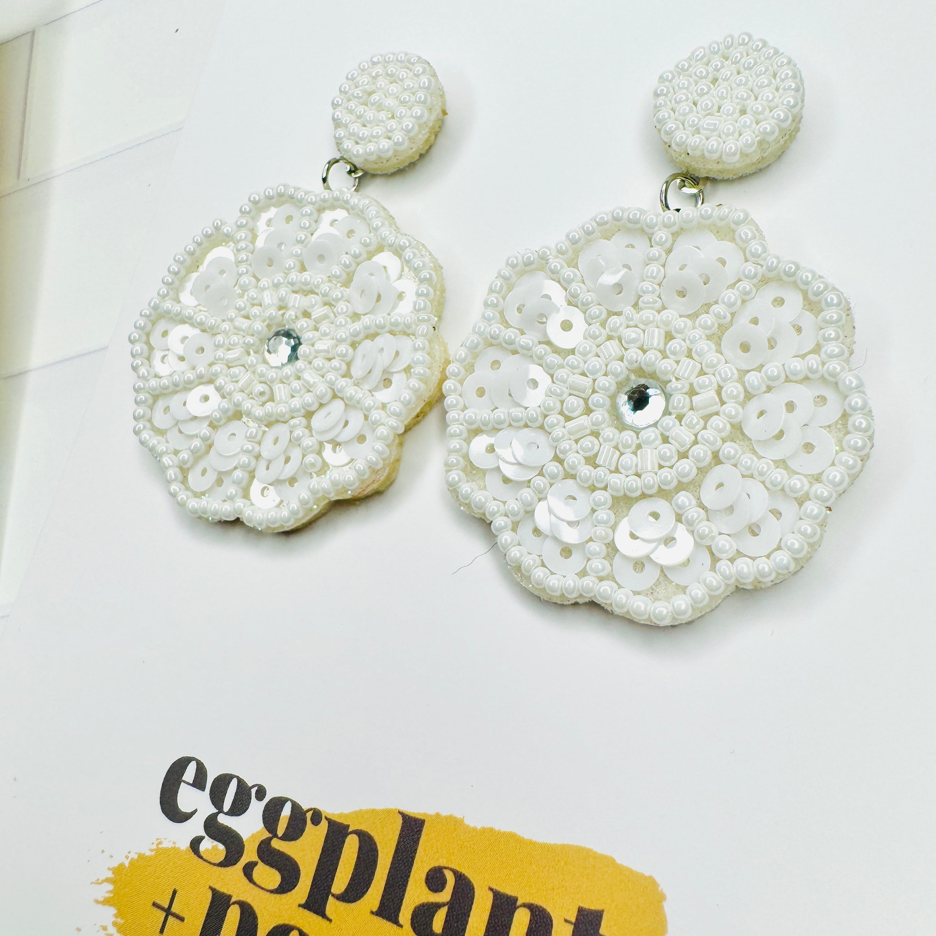 Bright Beaded Flower Earrings