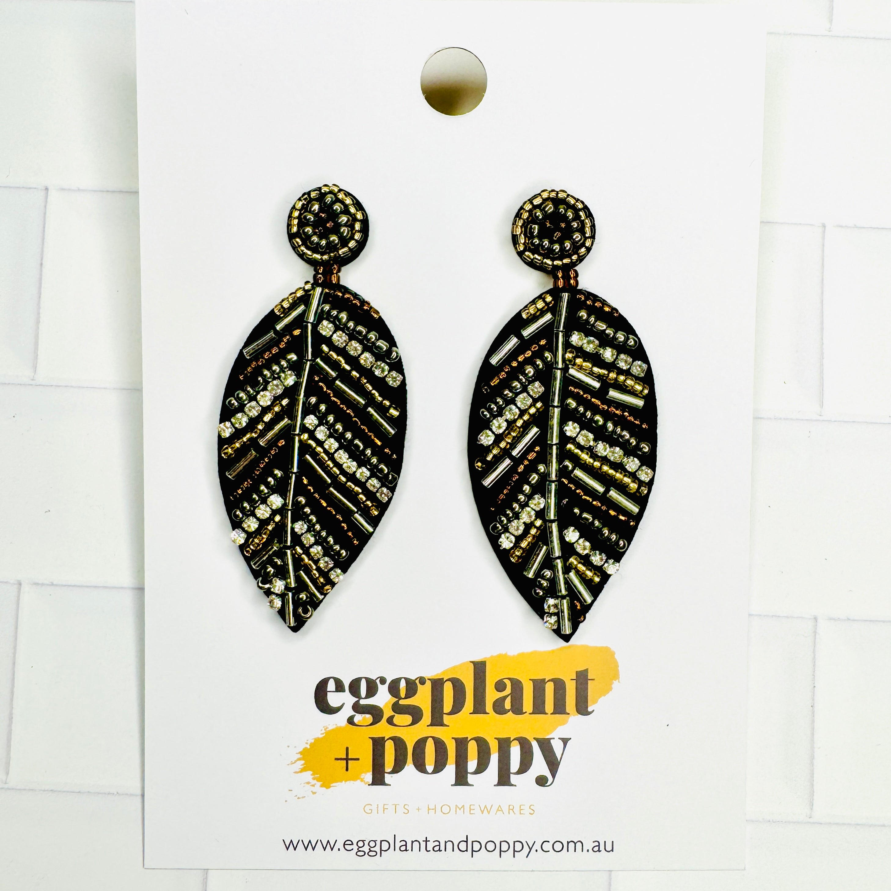 Crystal Leaf Earrings