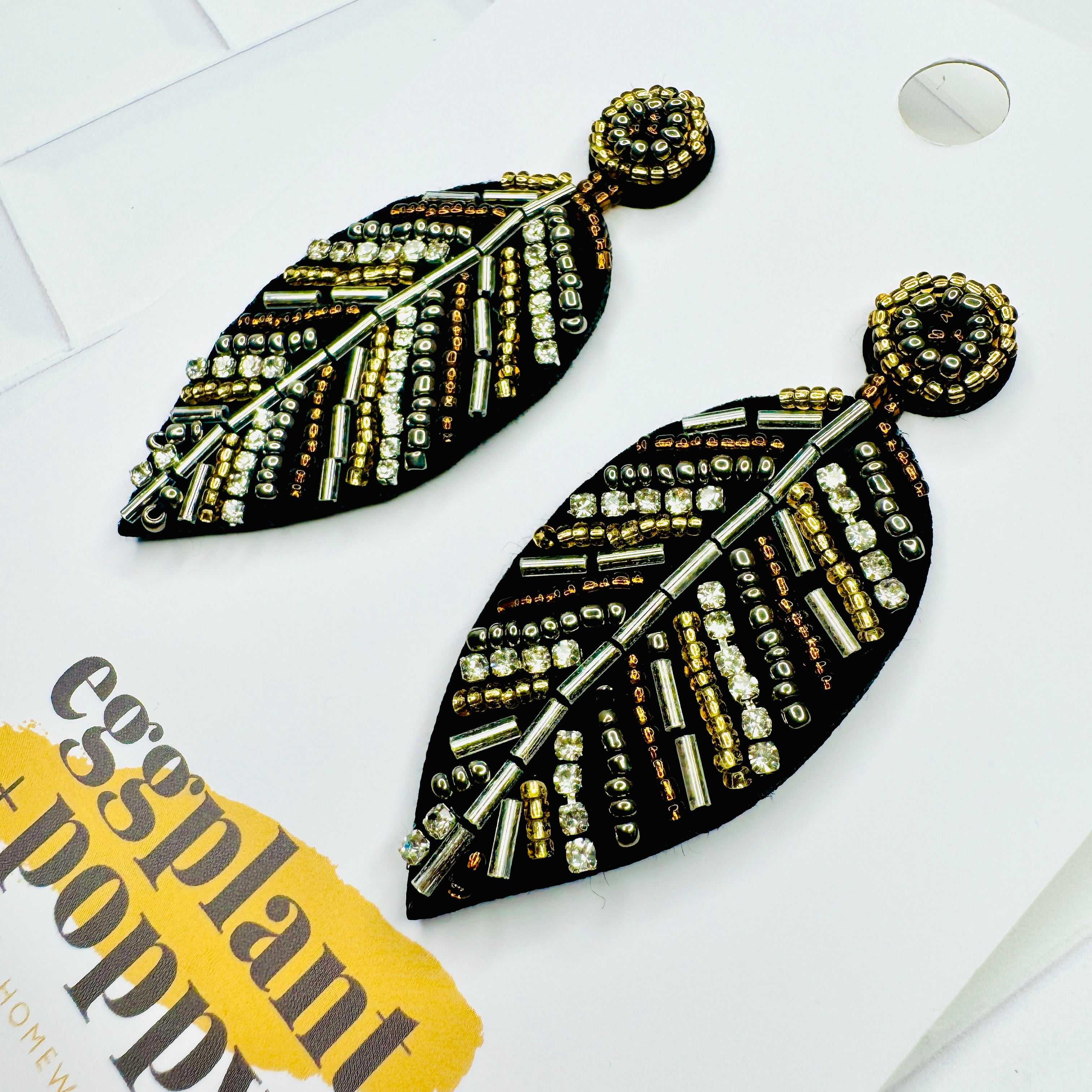 Crystal Leaf Earrings