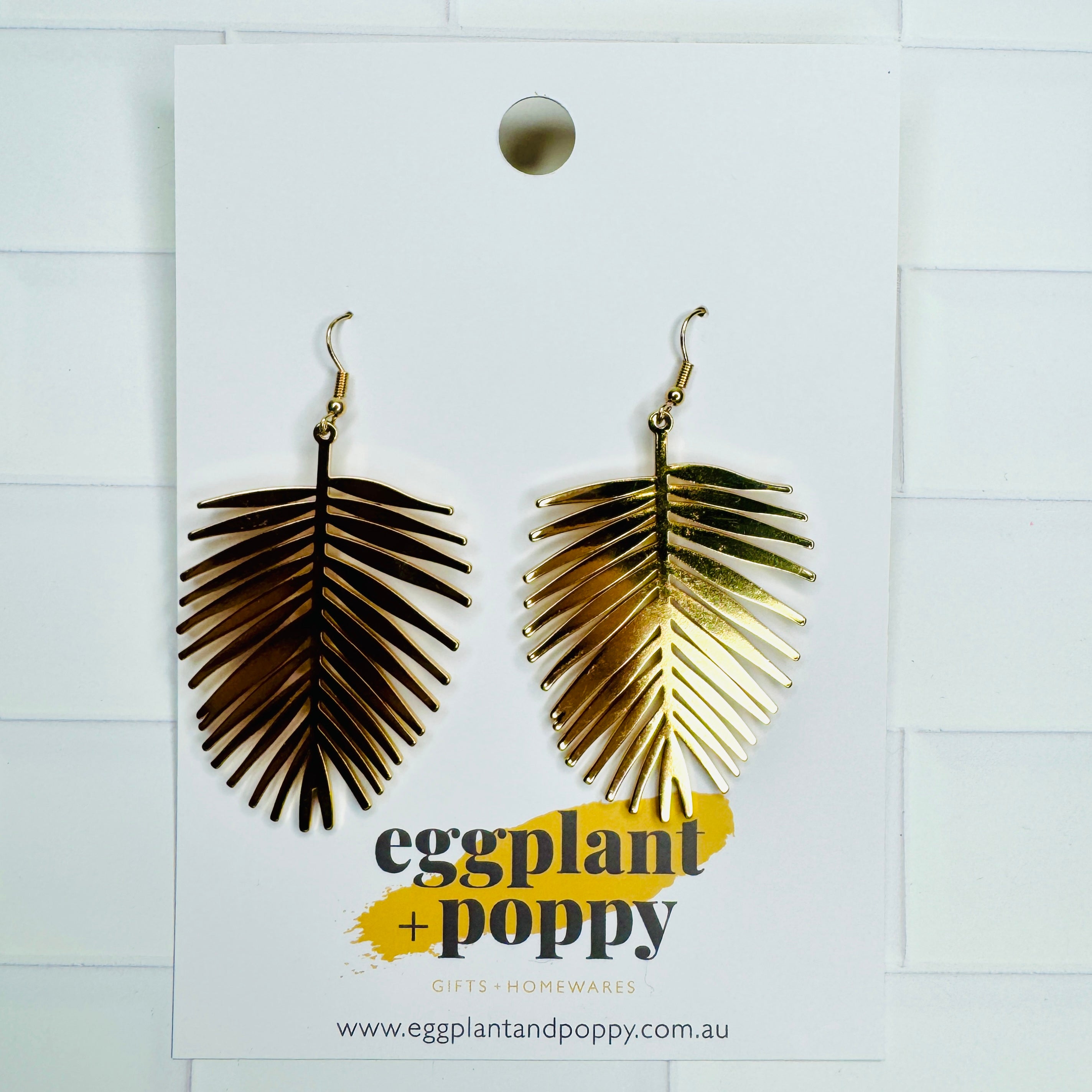 Golden Palm Frond Earrings