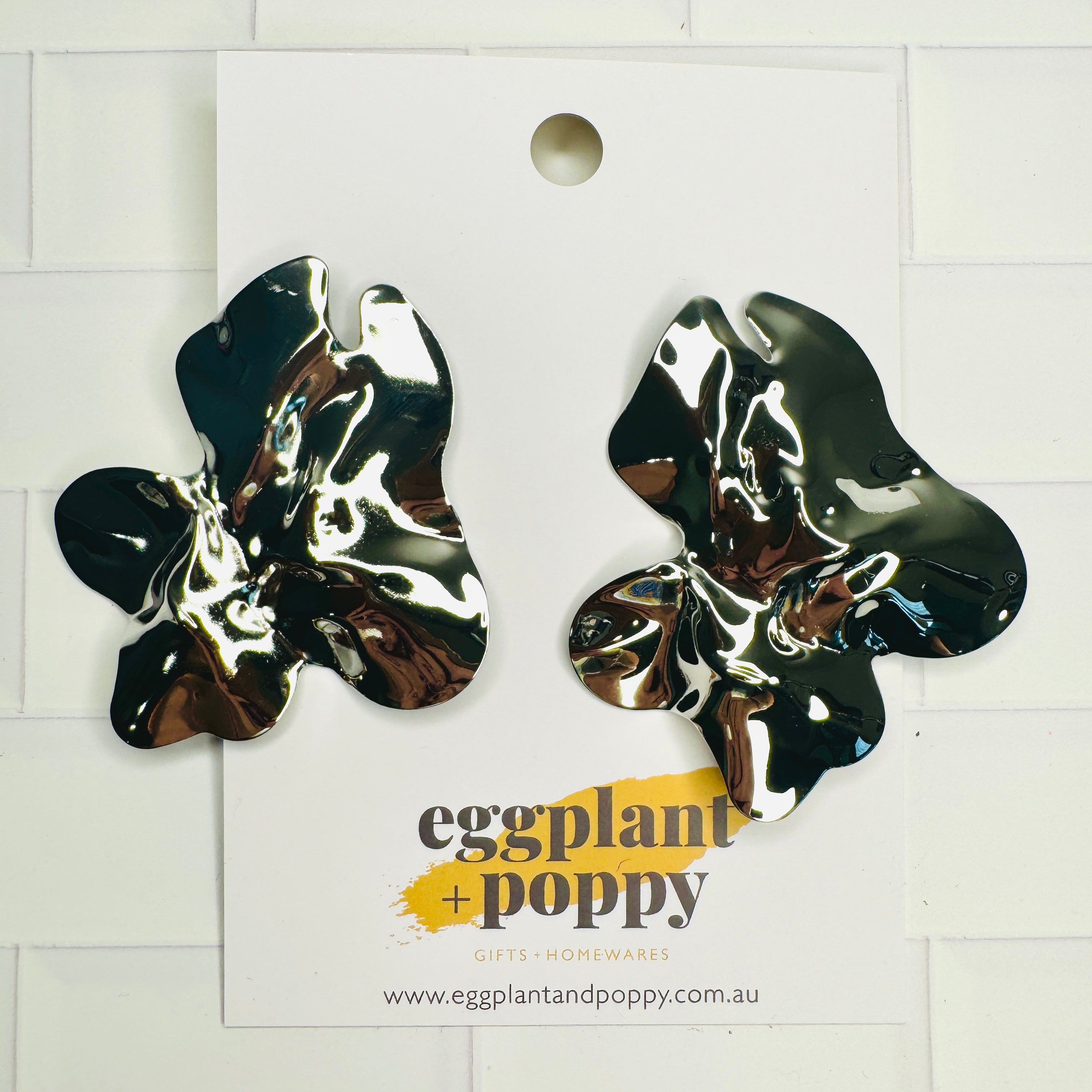 Statement Crinkle Leaf Earrings