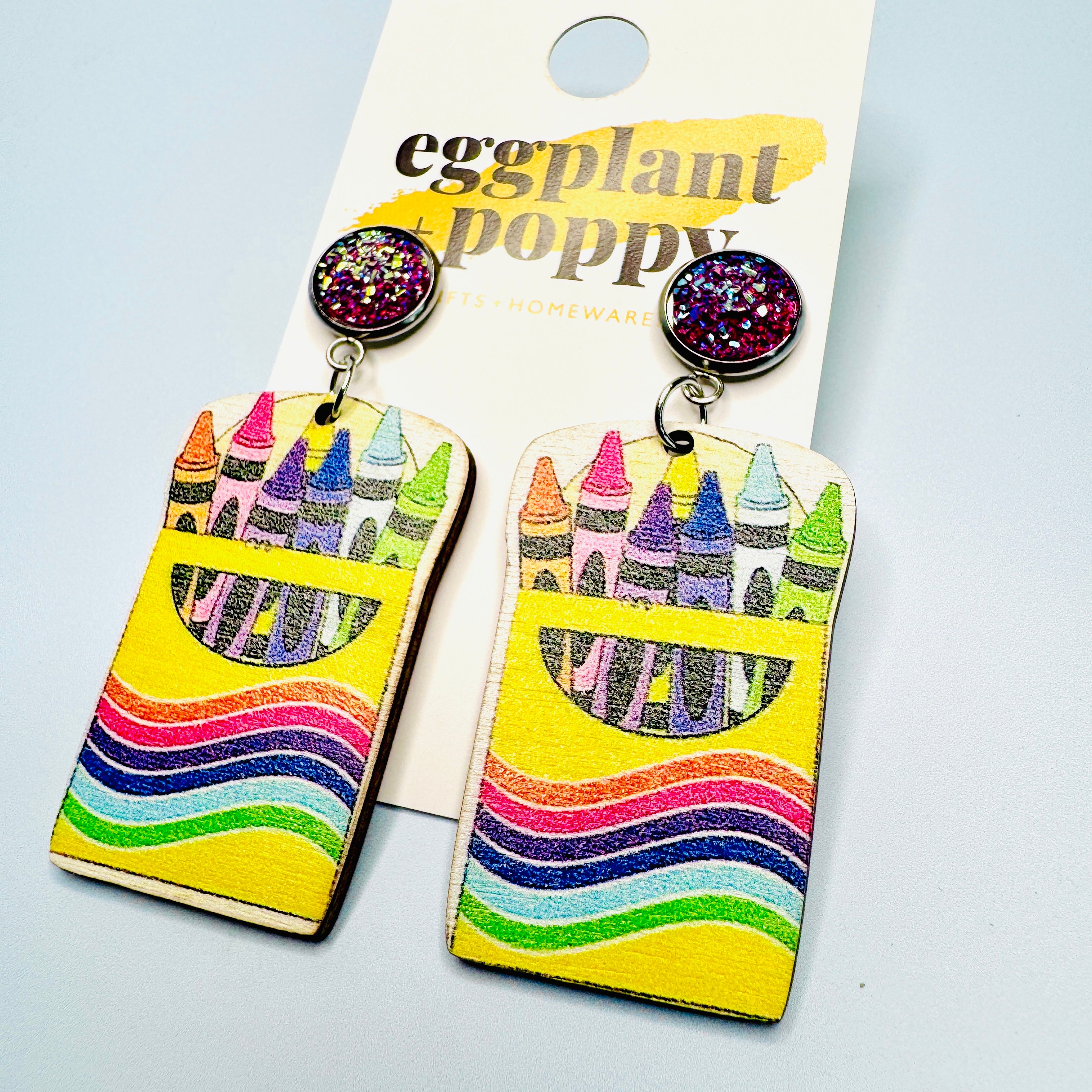 Yellow Crayon Box Earrings