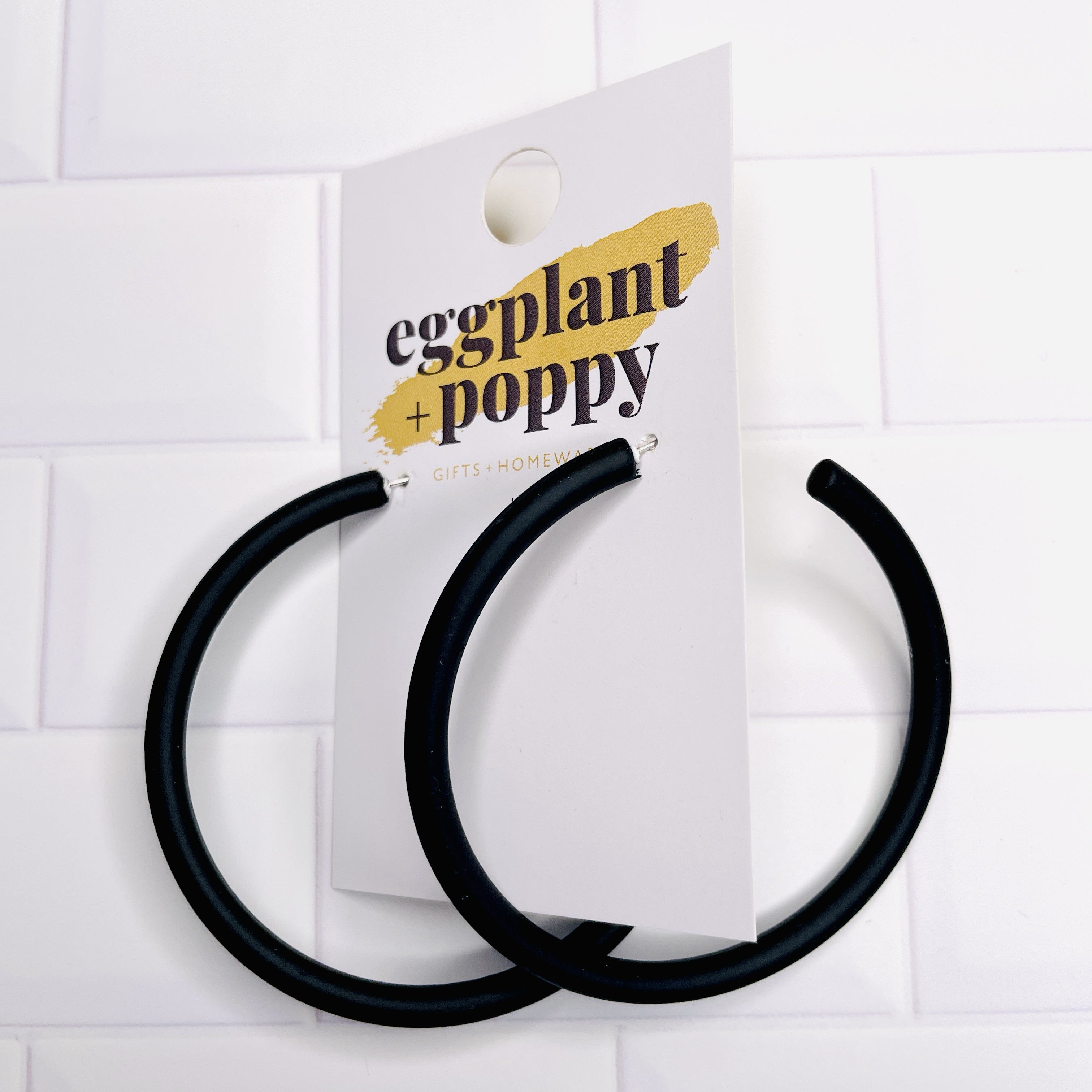 Simple Black Hoop Earrings