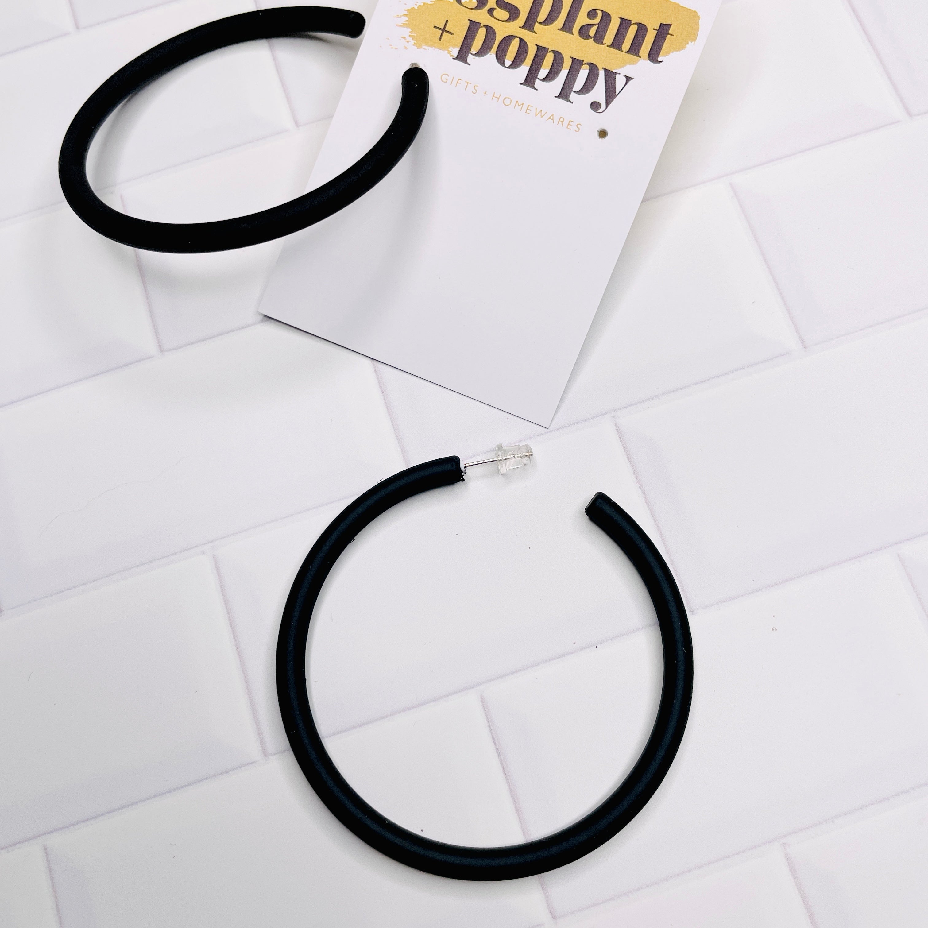 Simple Black Hoop Earrings