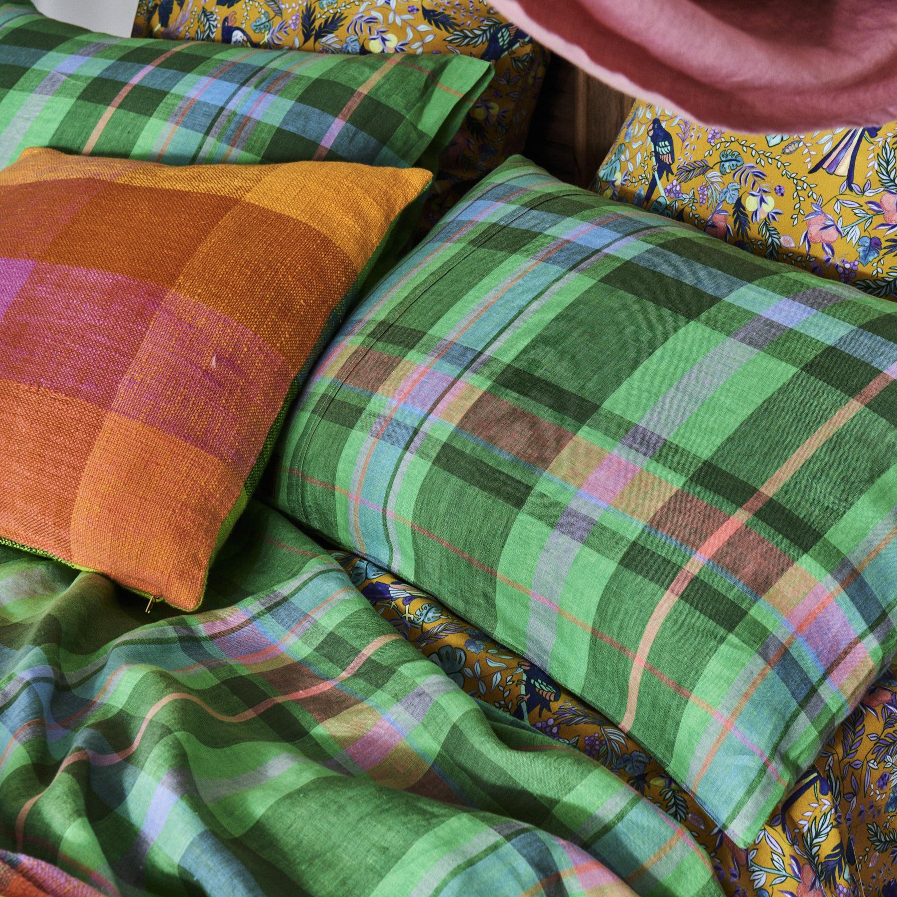 Linen Pillowcase -  Jewel Of The Nile Tartan 2P