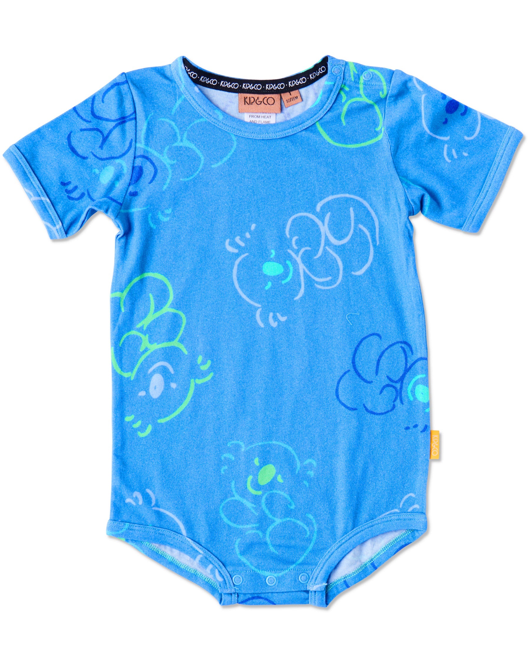 Ken Done Short Sleeve Baby Romper - Koala Cuddles Blue