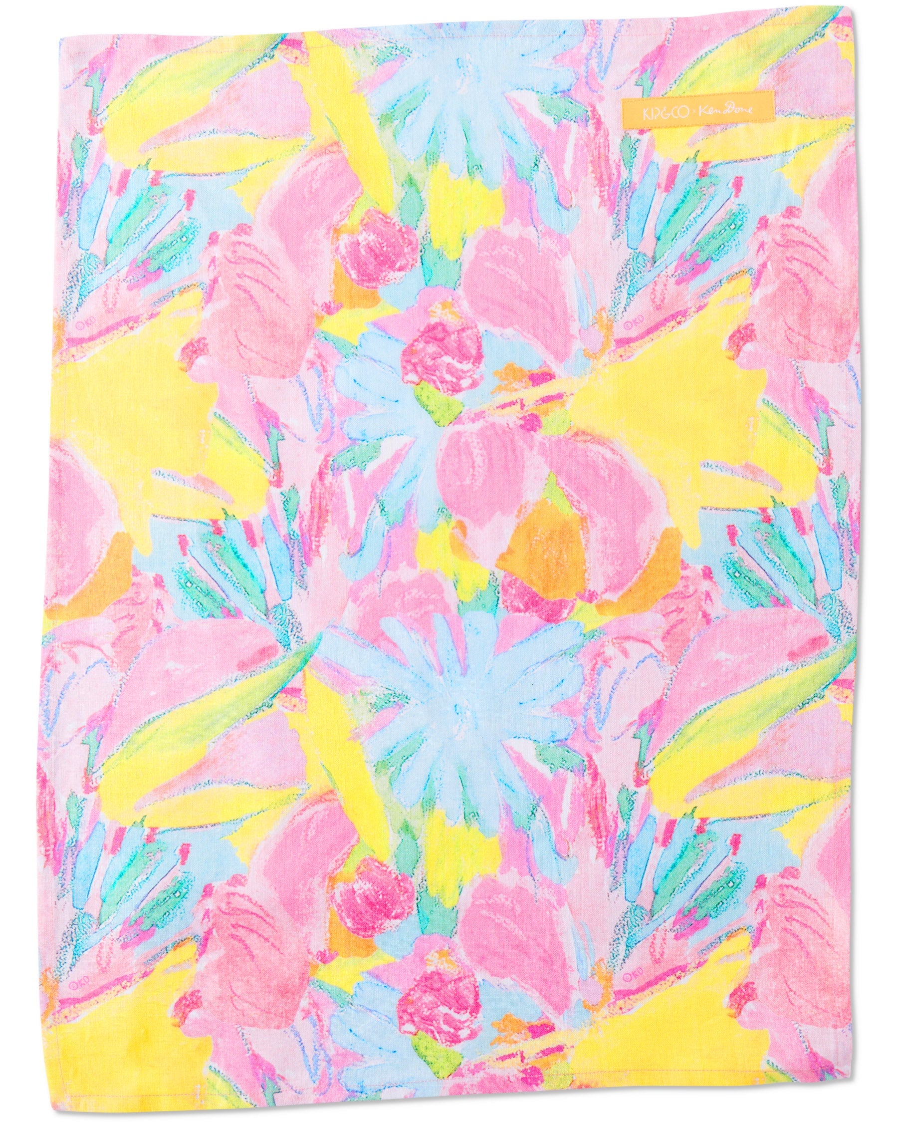 Ken Done Linen Tea Towel - Pastel Blooms