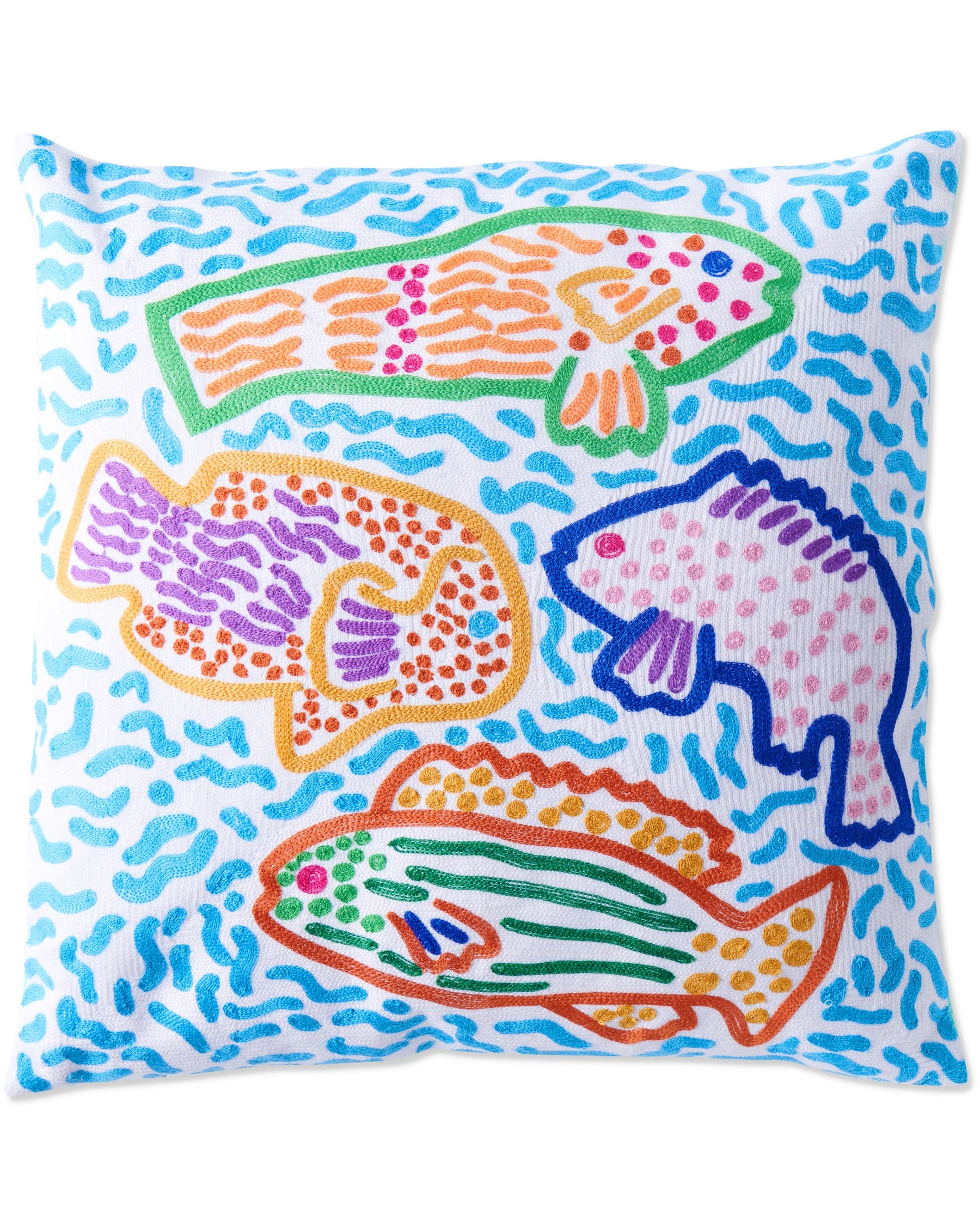 Ken Done Embroidered Cushion - Rainbow Fish