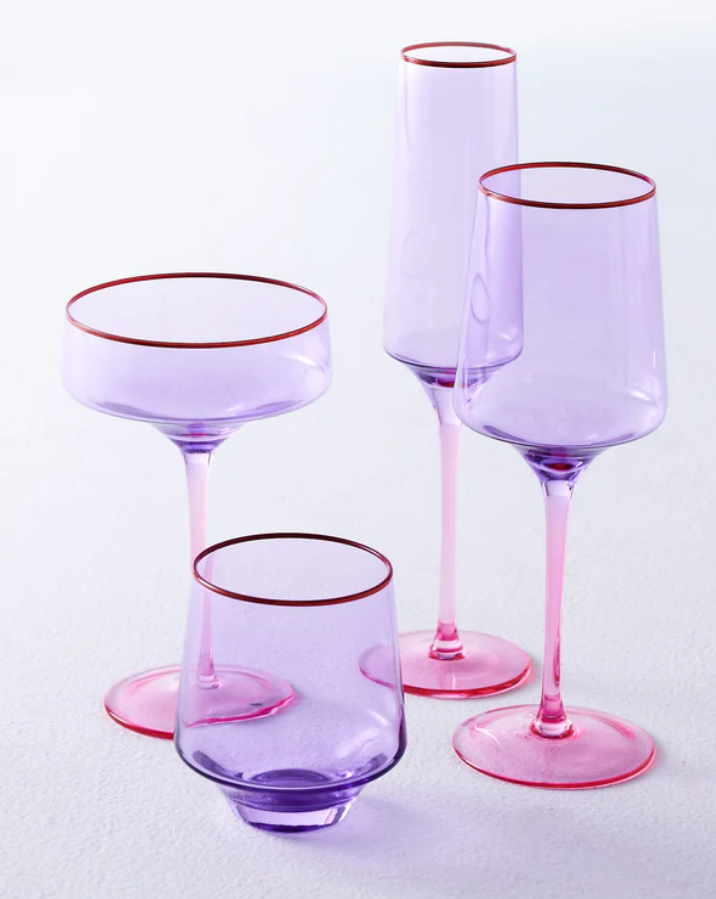 Lilac Colour Block Champagne Glass - set of 2