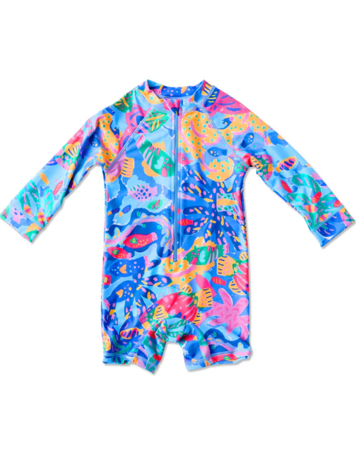 Ken Done Baby Long Sleeve Bathers - Reef Garden