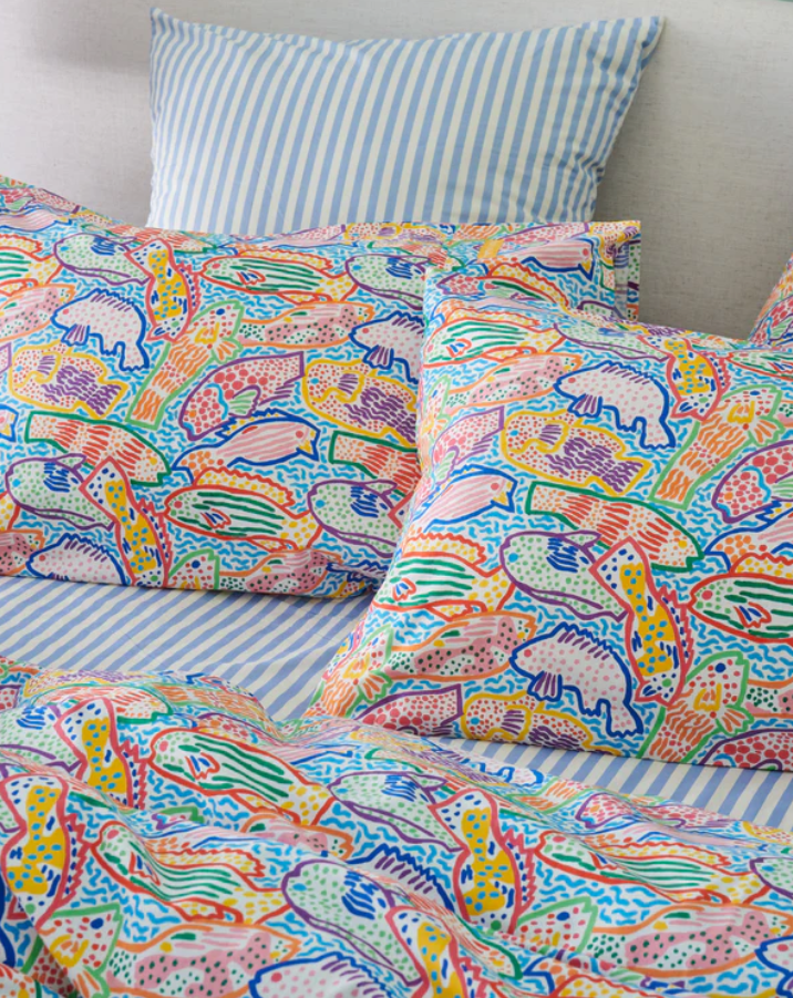 Ken Done Cotton Pillowcases - Rainbow Fish 2P