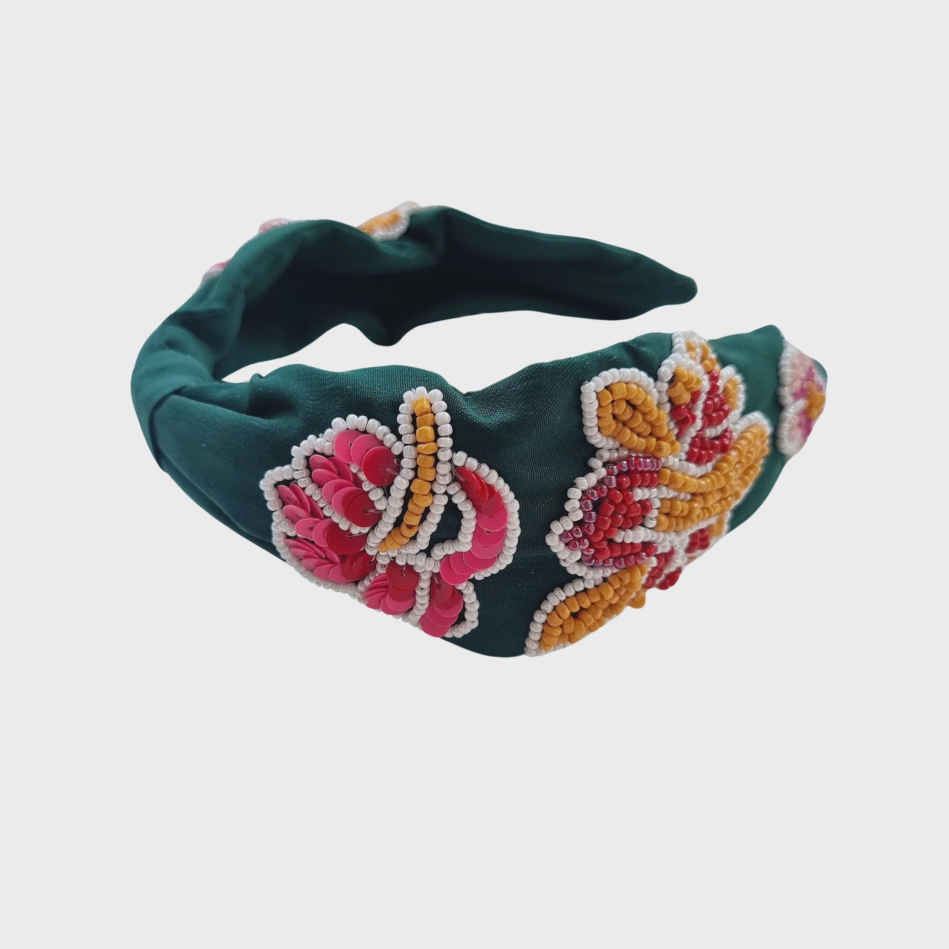 Beaded Headband - Dark Green