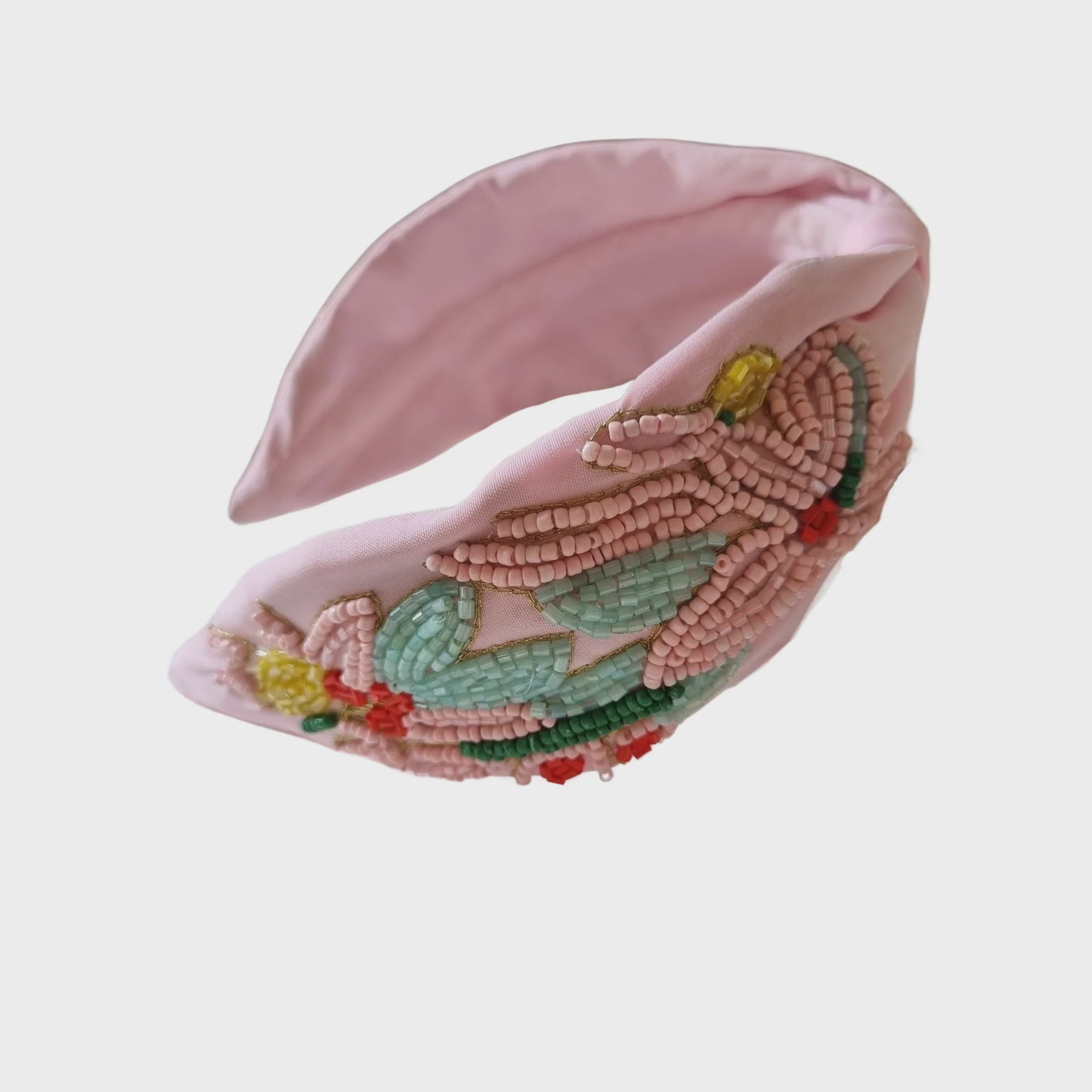 Beaded Headband - Pink & Green
