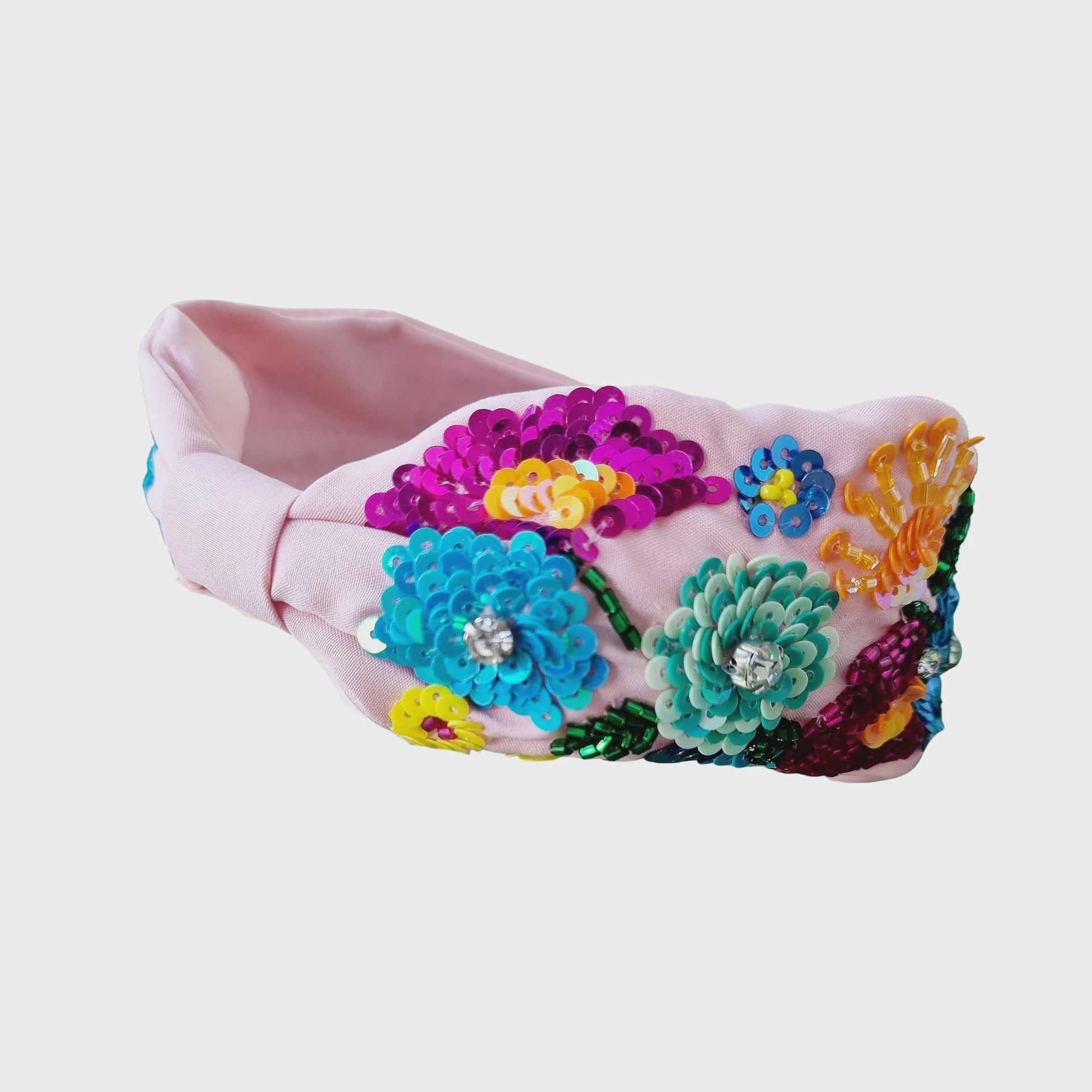Beaded Headband - Pink Flowers
