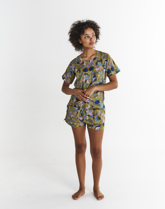 Pyjama Shirt & Short Set - Birds of Paradise