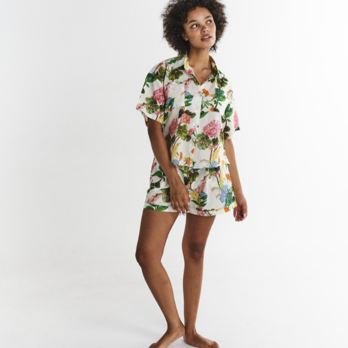 Pyjama Shirt & Short Set - Bouquet Beauty