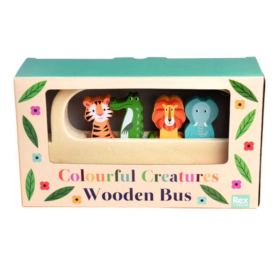 Wooden Toy – Colourful Creatures Bus