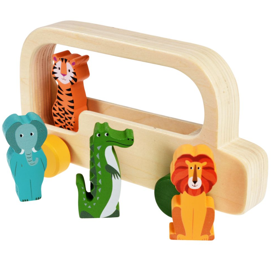 Wooden Toy – Colourful Creatures Bus