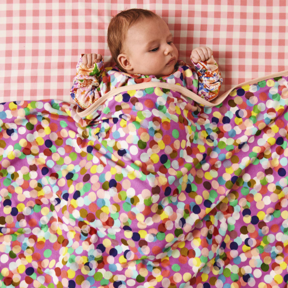 Organic Cotton Stroller Blanket - Confetti Pink