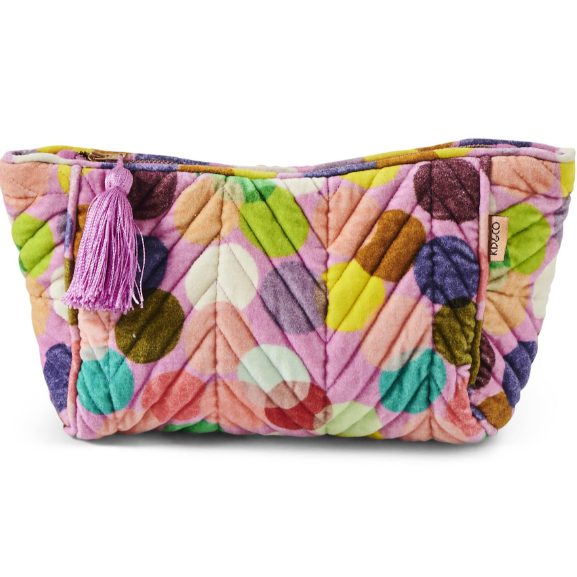 Velvet Toiletry Bag - Confetti Pink