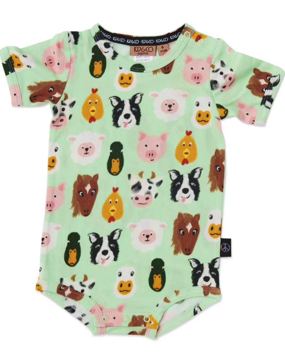 Baby Romper (Short Sleeve) - Farm Friends