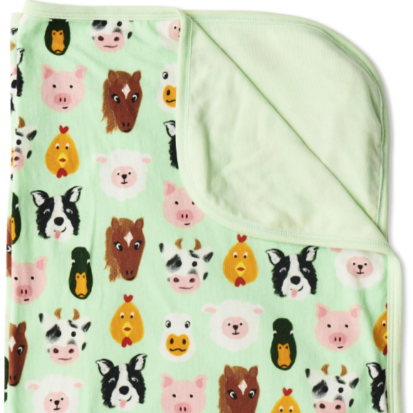 Organic Cotton Stroller Blanket - Farm Friends