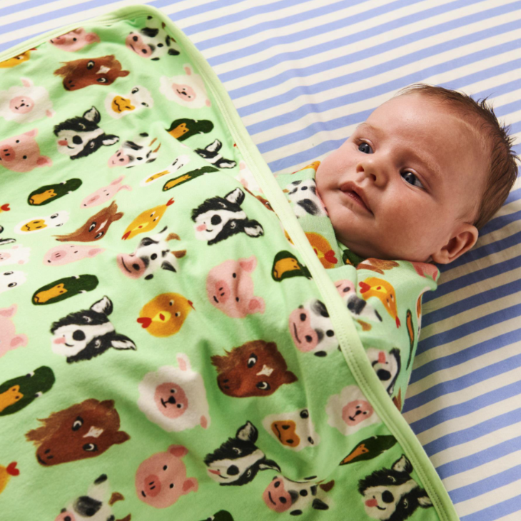 Organic Cotton Stroller Blanket - Farm Friends