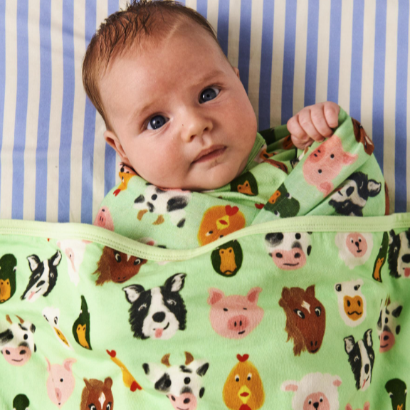 Organic Cotton Stroller Blanket - Farm Friends