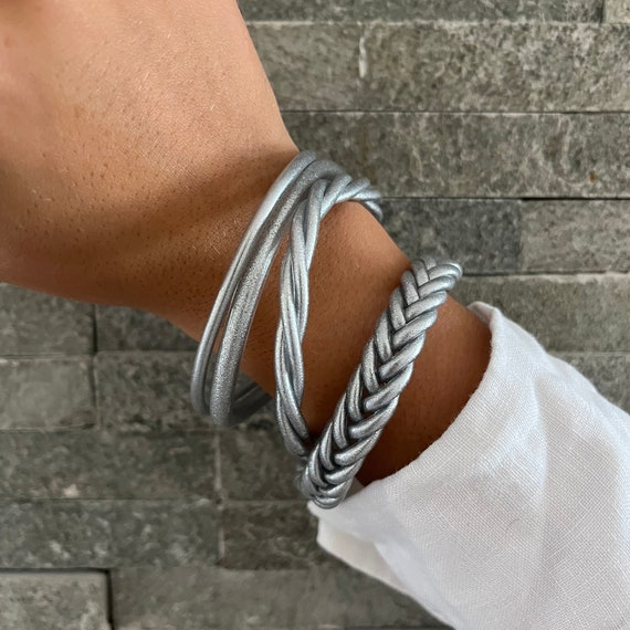 Buddhist Bracelet - Braided Silver