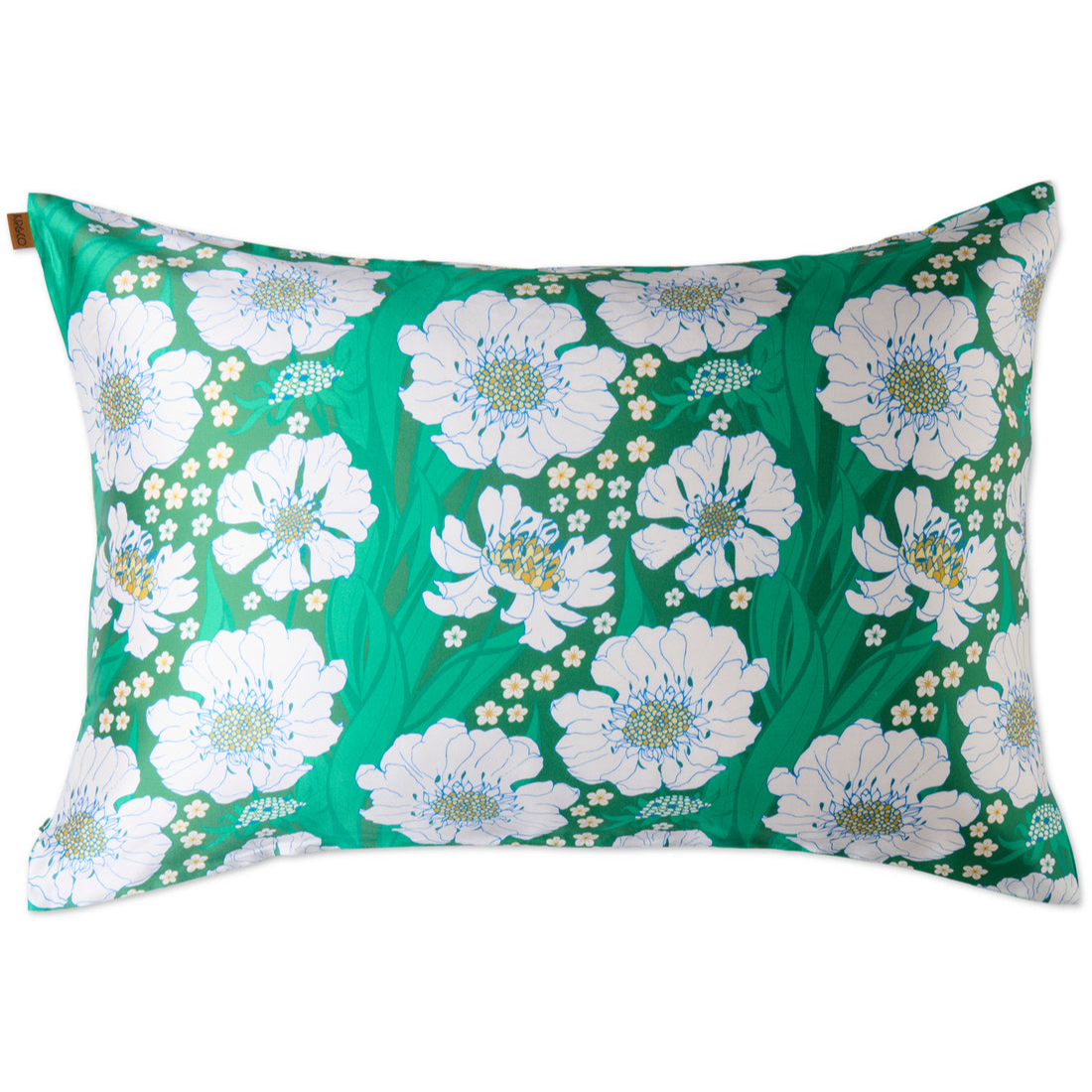 Silk Pillowcase - Tumbling Flowers Green