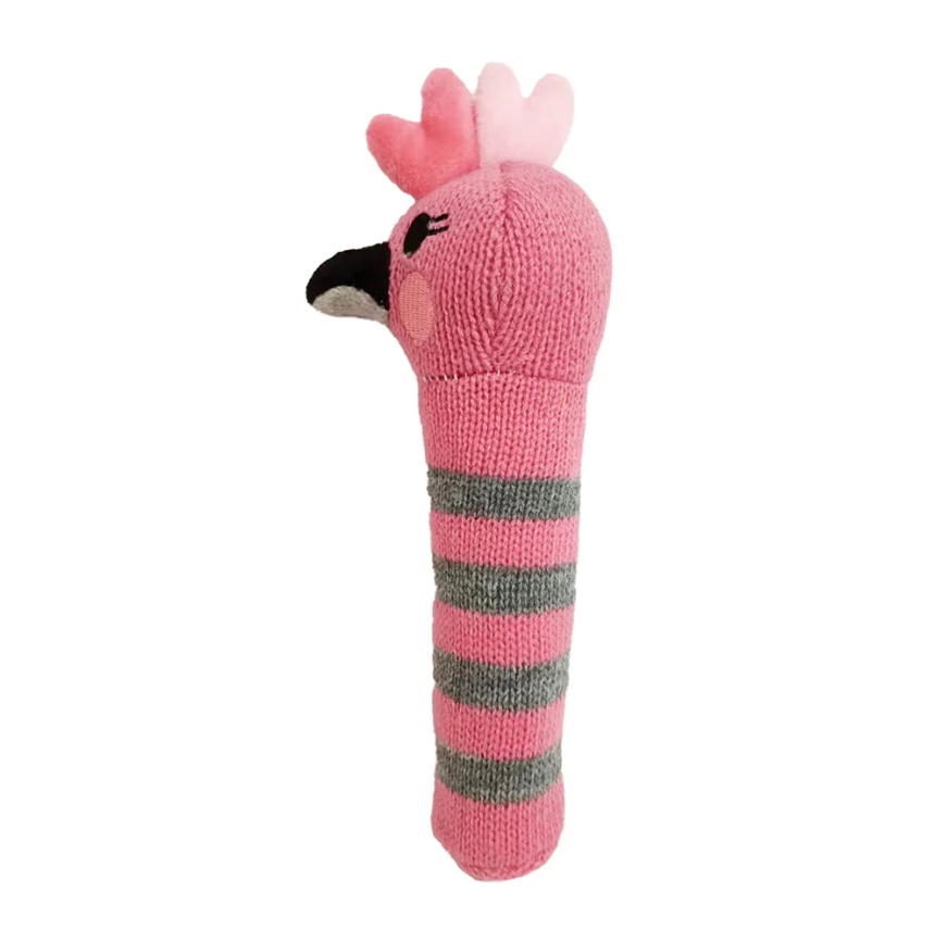 Knit Rattle - Pink Galah