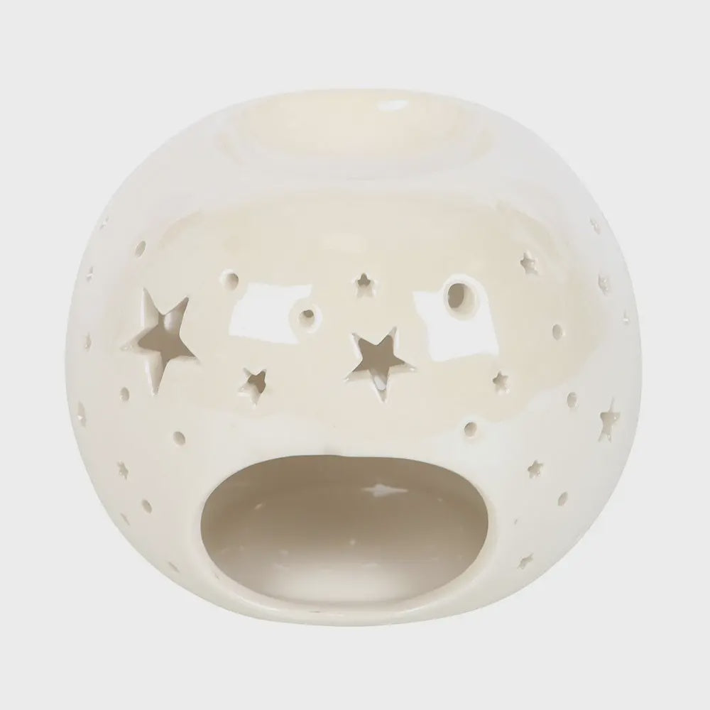 Oil Burner - White Iridescent Star