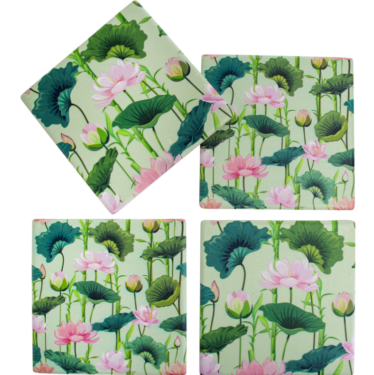 Ceramic Coasters - Pink Lily