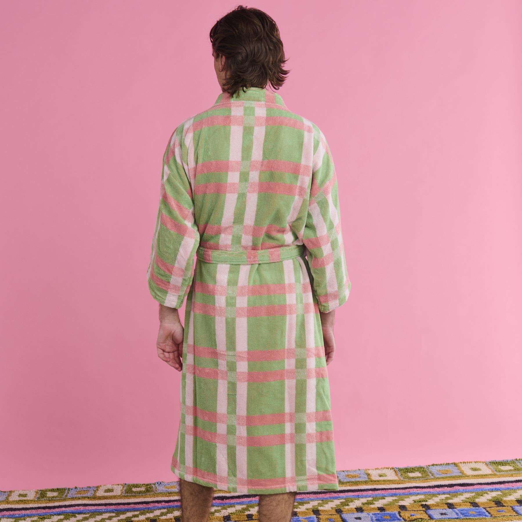 Terry Bath Robe - Pistachio Tartan