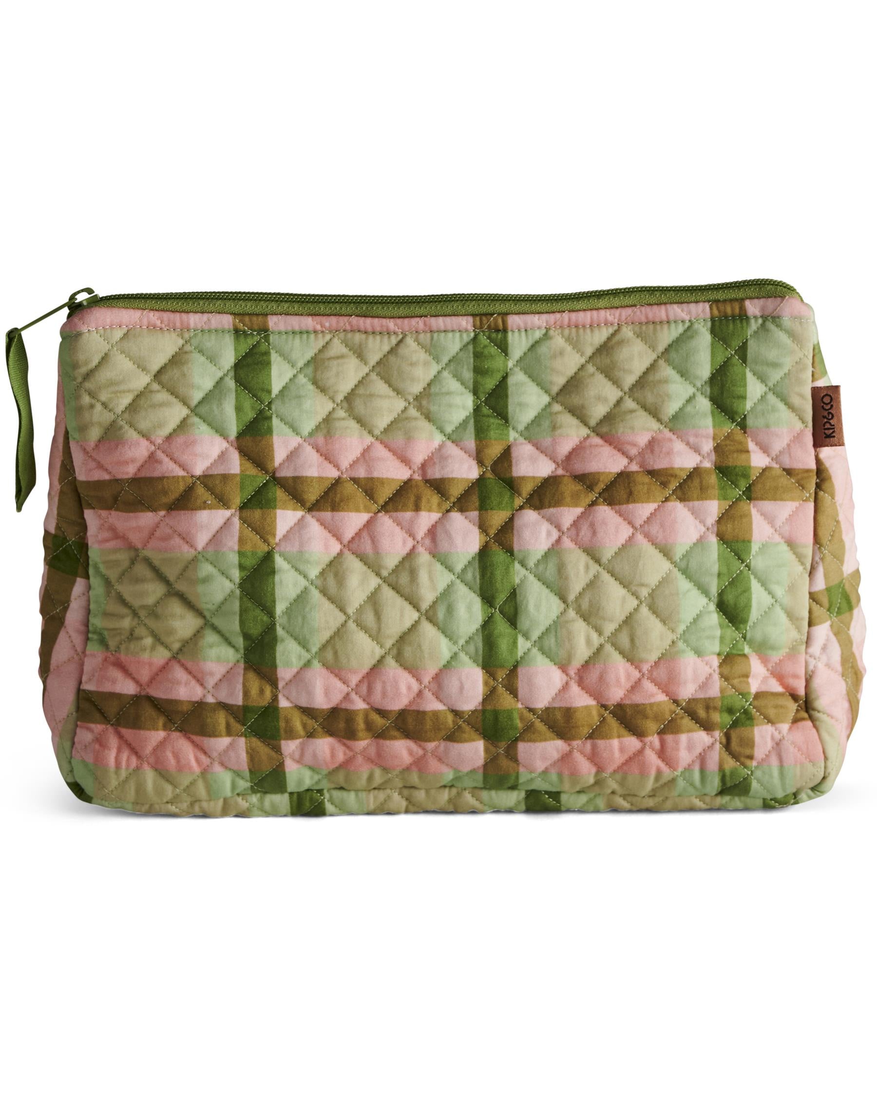 Quilted Toiletry Purse - Pistachio Tartan