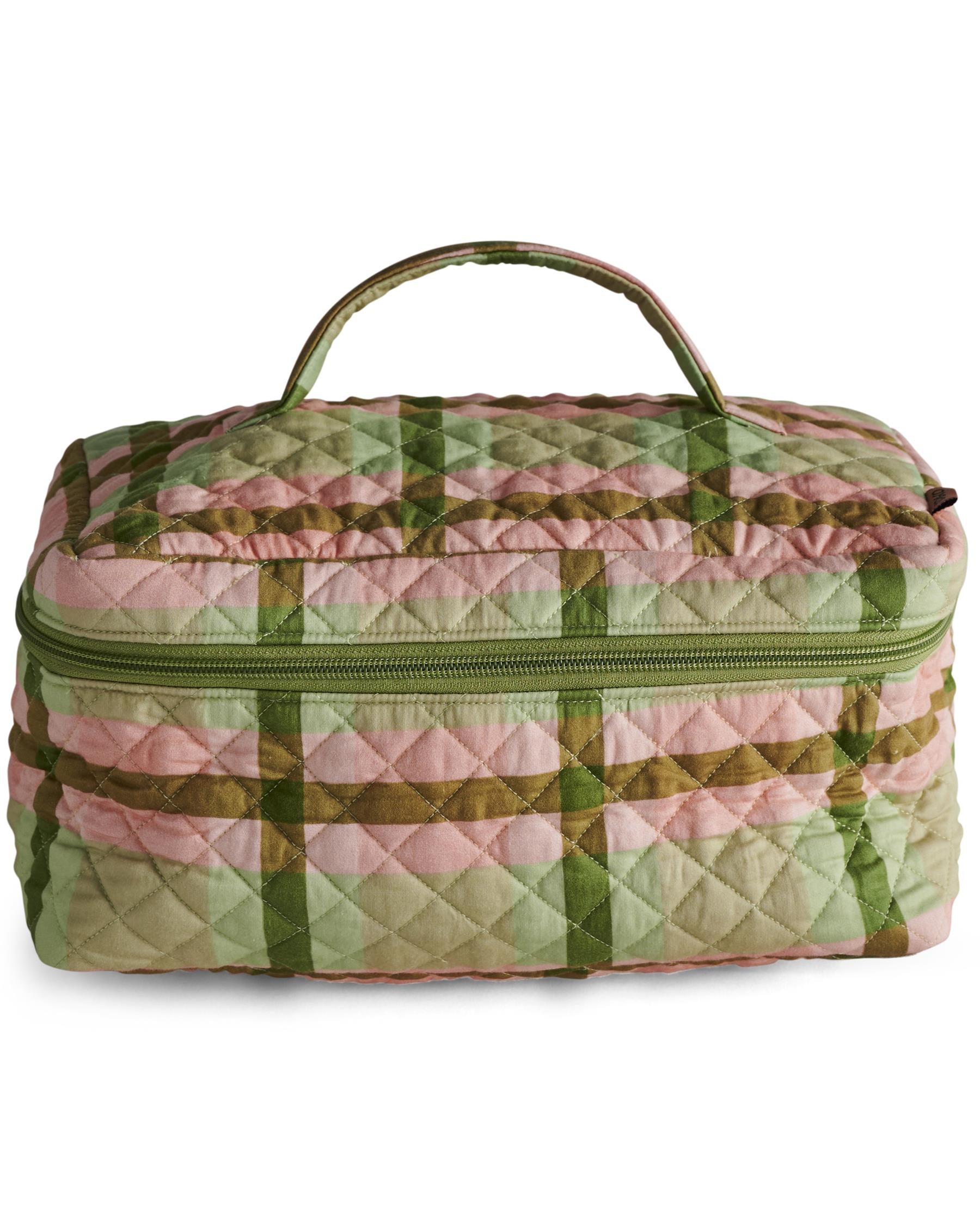 Quilted Toiletry Case - Pistachio Tartan