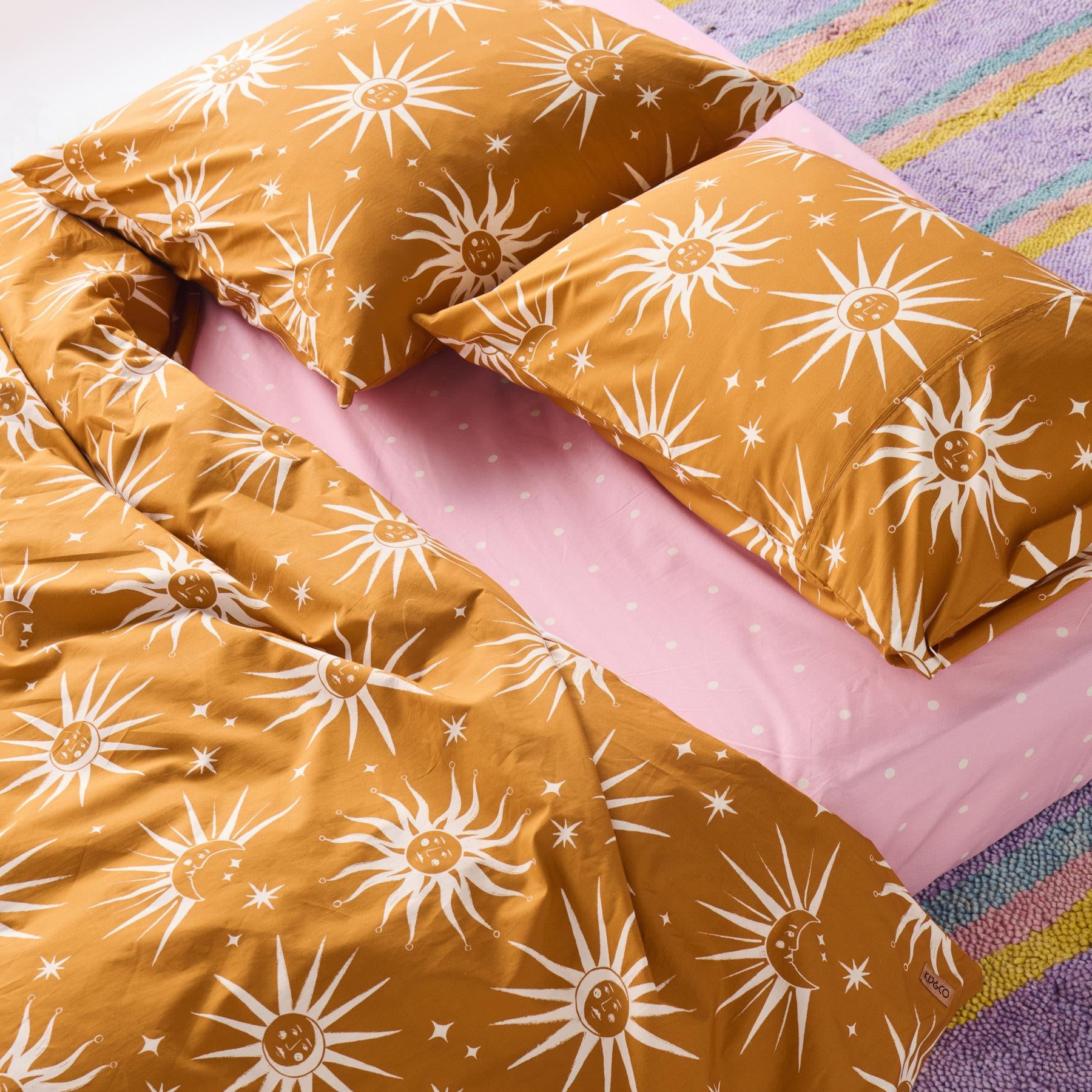 Cotton Quilt Cover -  Ray Of Light Ochre